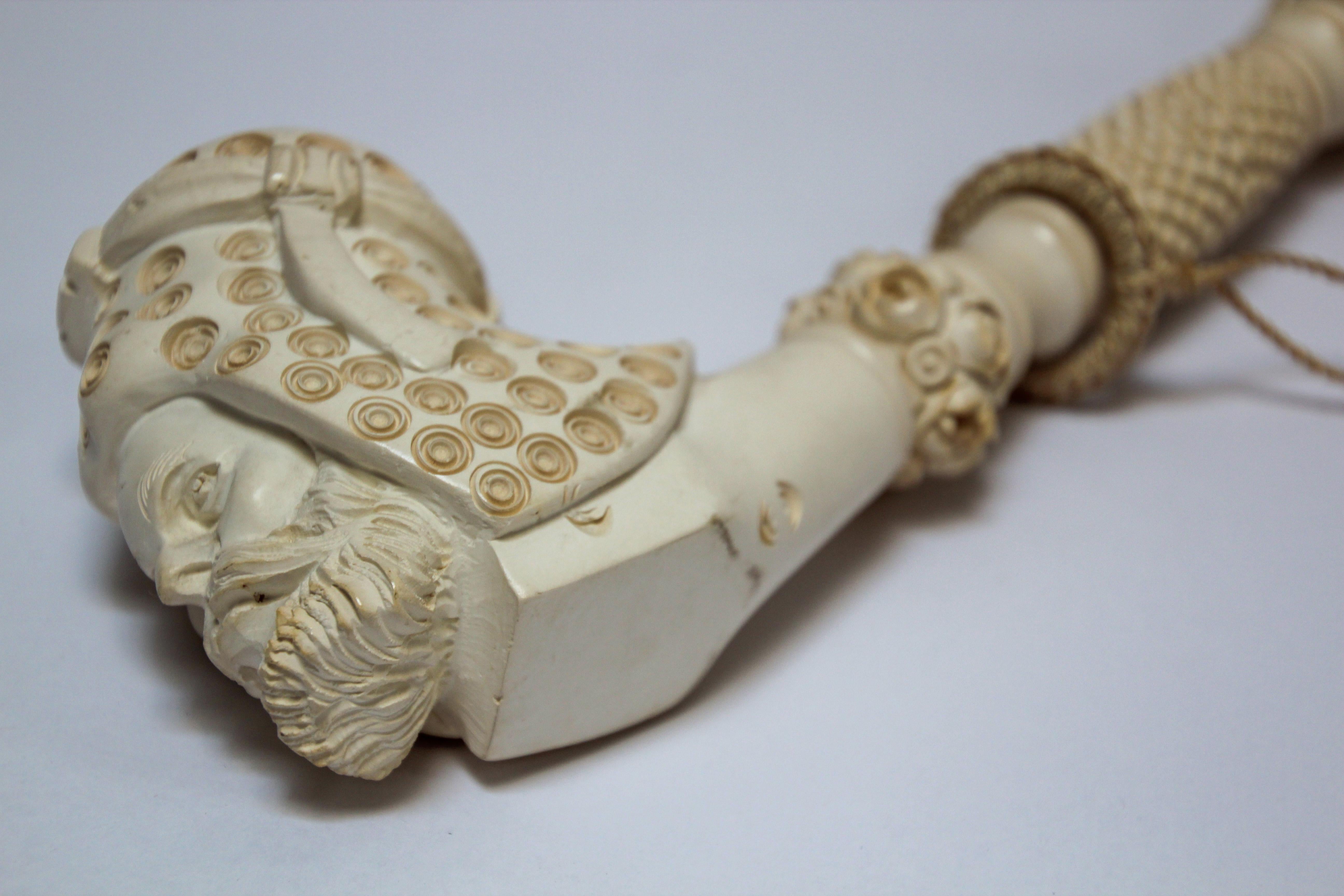 Carved Turkish Figural Meerschaum Moorish Pipe For Sale 5