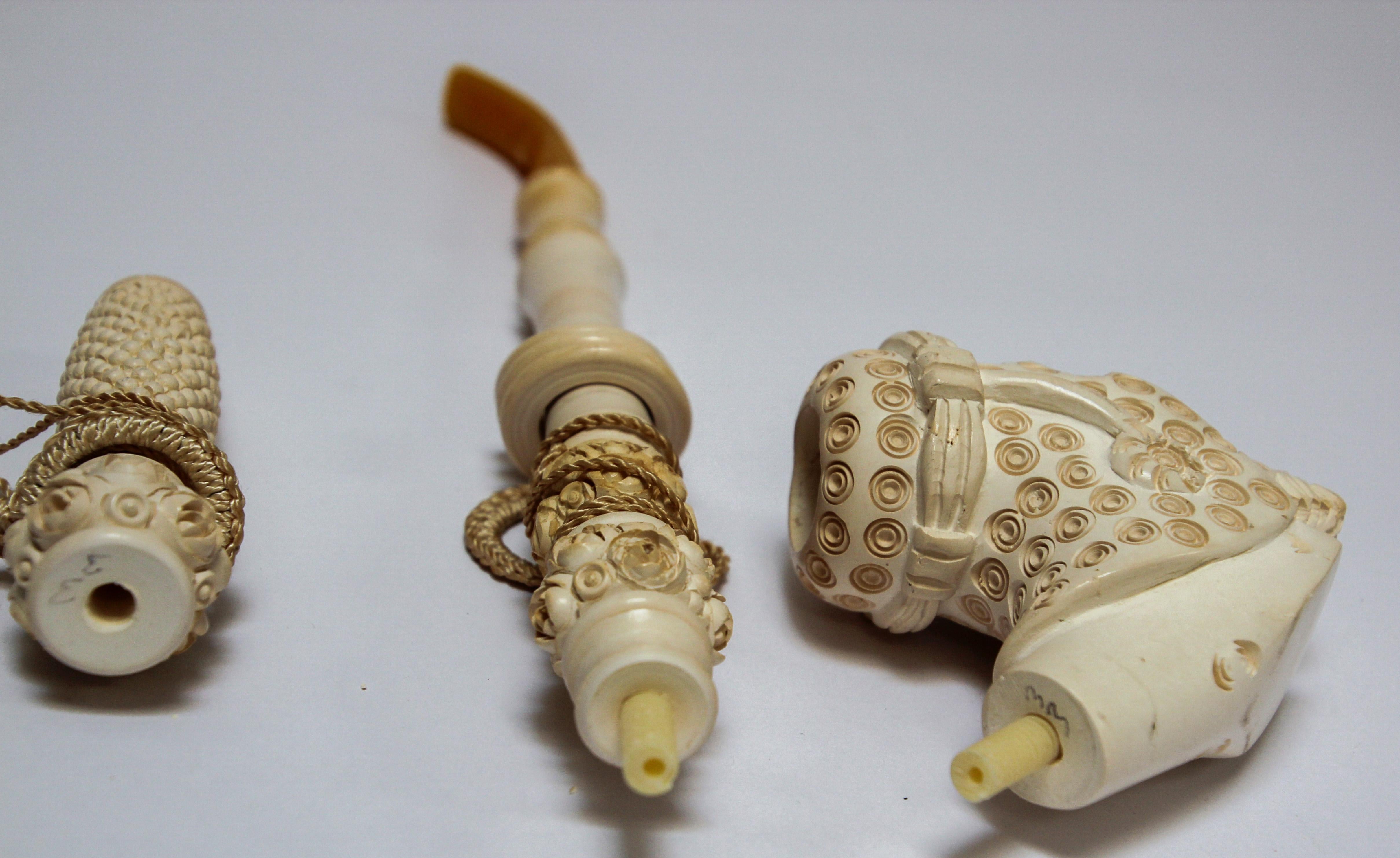 Carved Turkish Figural Meerschaum Moorish Pipe For Sale 8