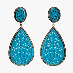 Boucles d'oreilles Paradizia en turquoise et diamants sculptés