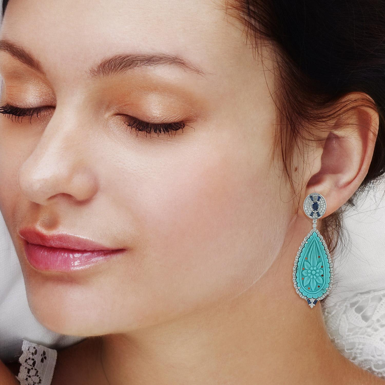 18Kt:13.6g,D:1.82Ct, ,SAPPHIRE:1.2Ct,,TURQUOISE:21.38Ct