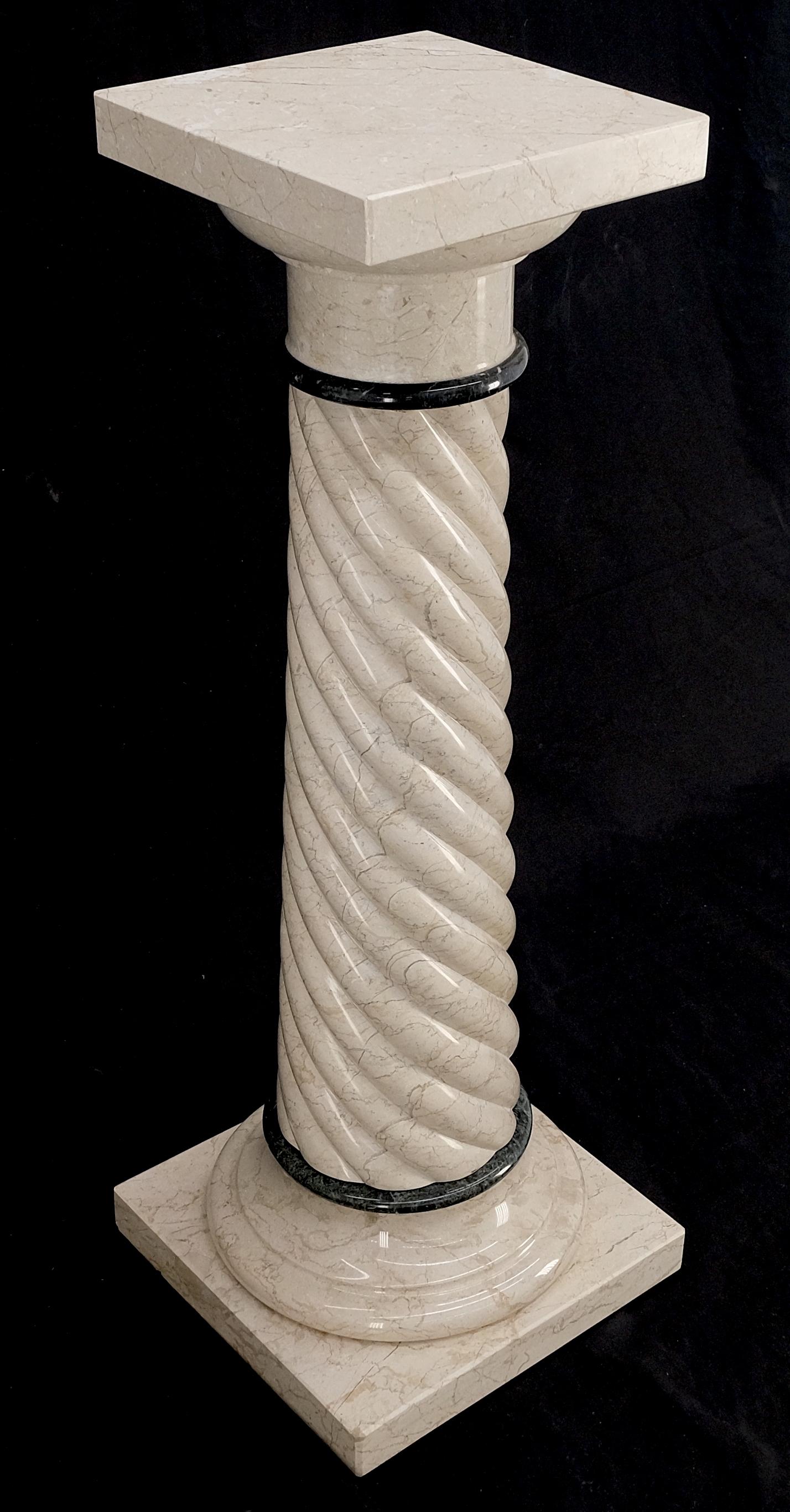 Carved Twisted Rope Style Square Base Massive Marble Pedestal Stand MINT! 4