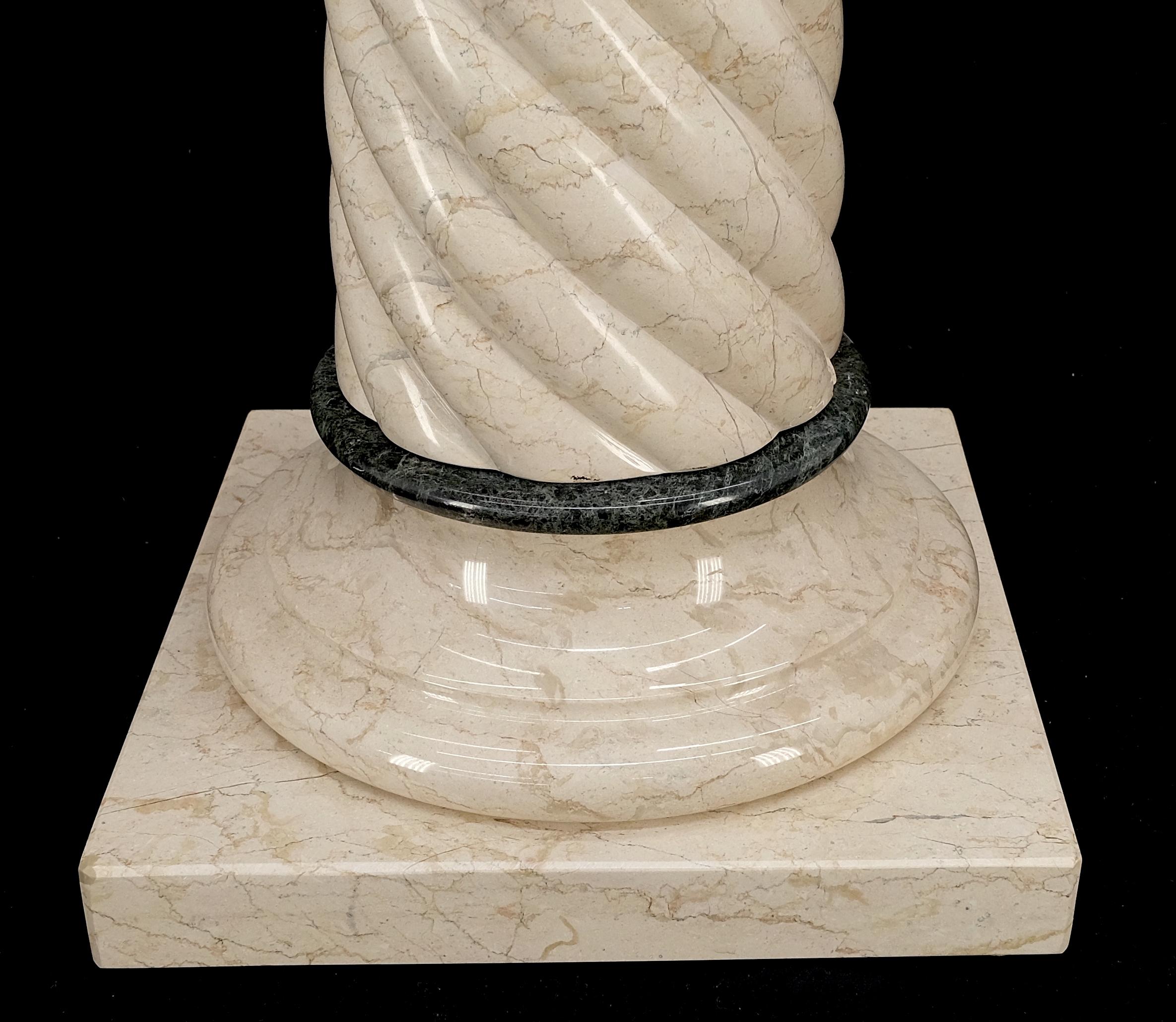 Carved Twisted Rope Style Square Base Massive Marble Pedestal Stand MINT! 5