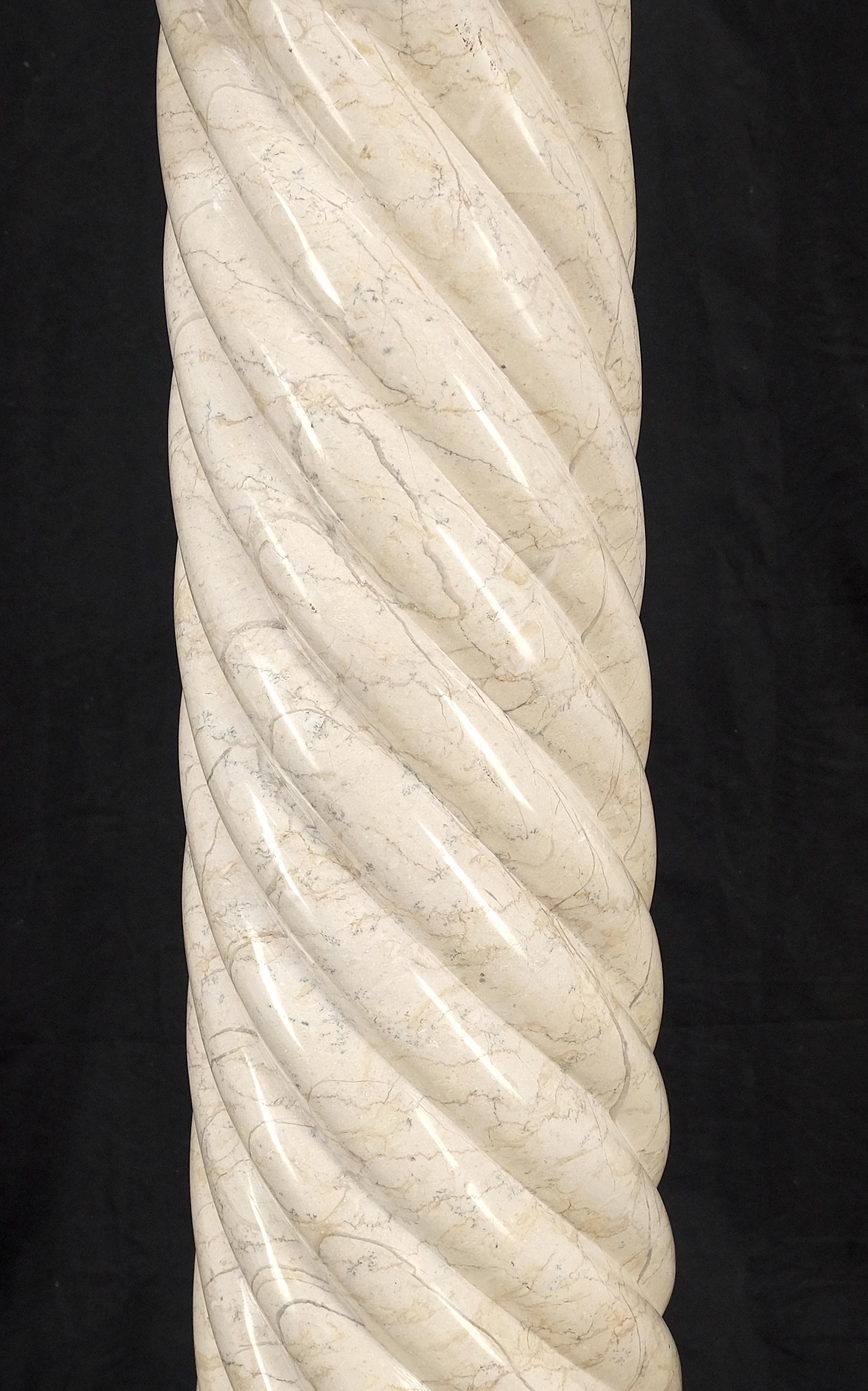 Carved Twisted Rope Style Square Base Massive Marble Pedestal Stand MINT! 6