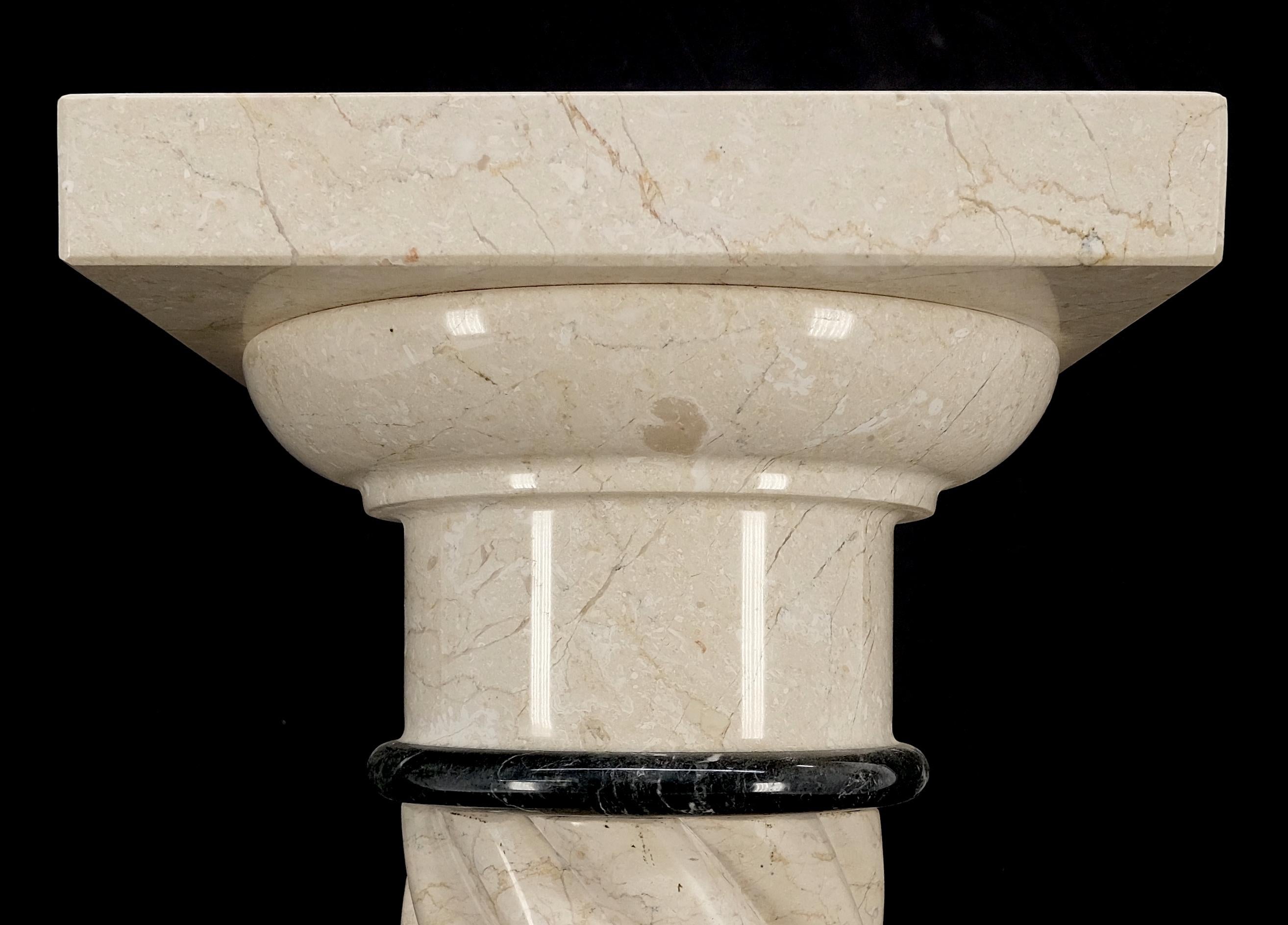 Carved Twisted Rope Style Square Base Massive Marble Pedestal Stand MINT! 7