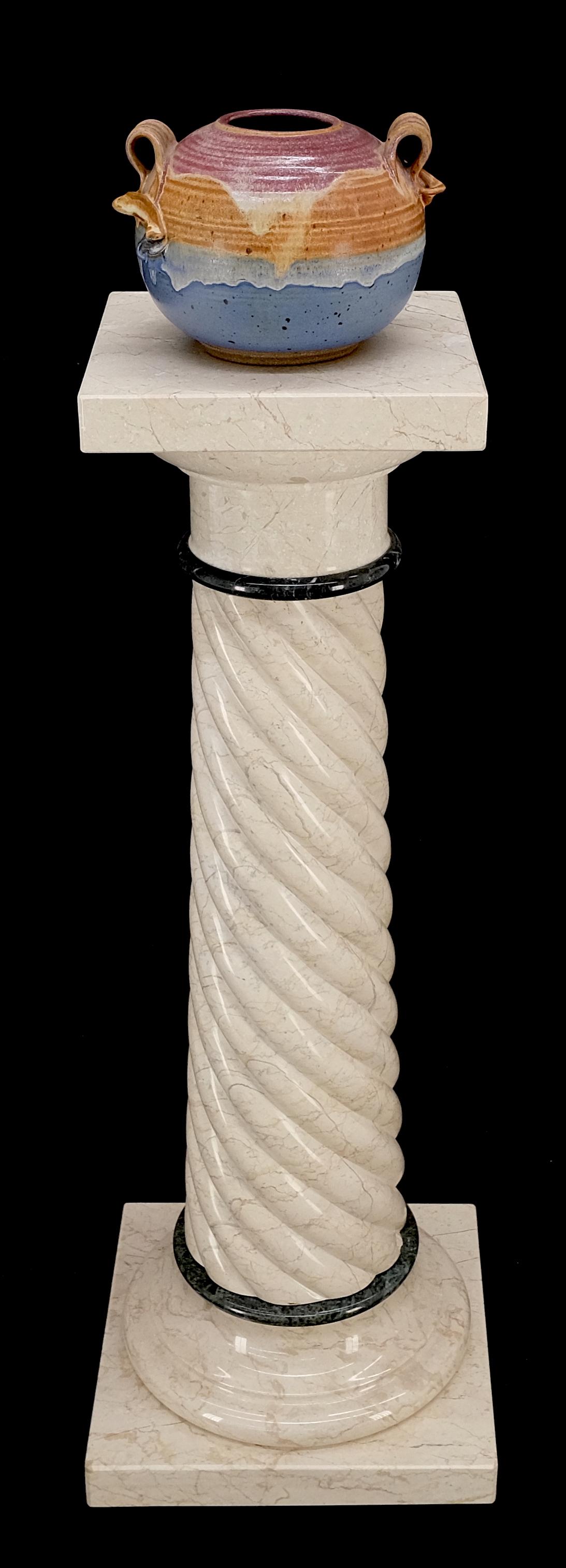 Carved Twisted Rope Style Square Base Massive Marble Pedestal Stand MINT! 8