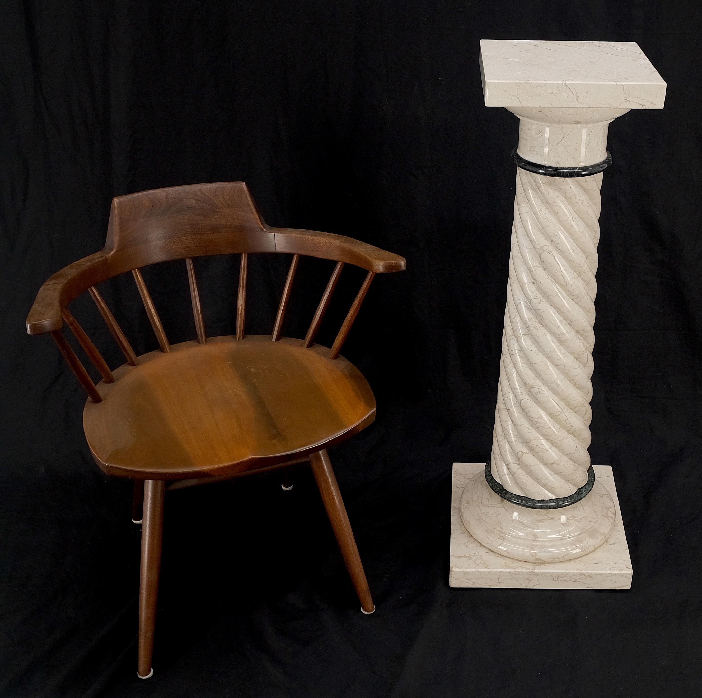 Carved Twisted Rope Style Square Base Massive Italian Carrera Marble Pedestal Stand MINT!