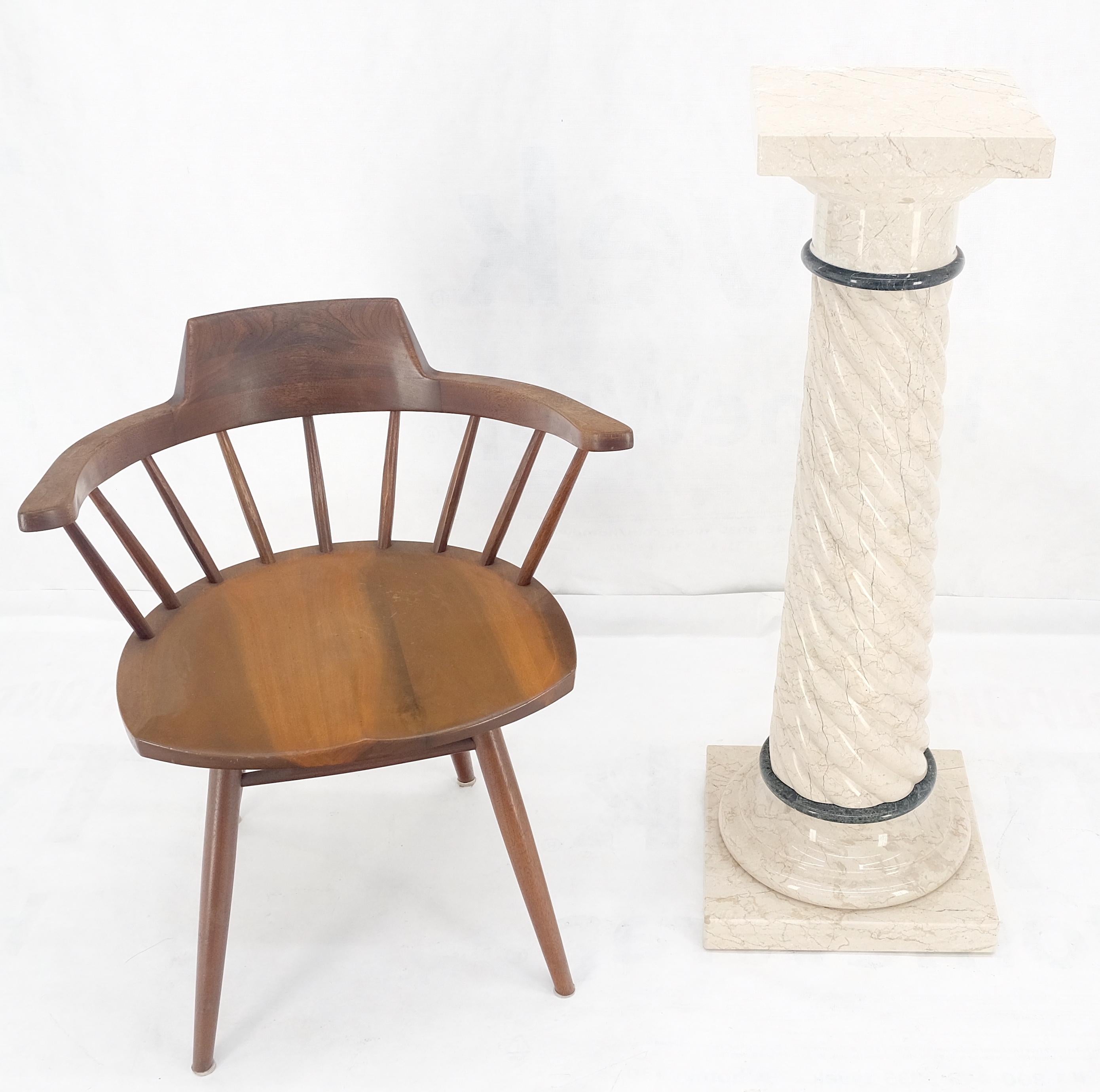 Italian Carved Twisted Rope Style Square Base Massive Marble Pedestal Stand MINT!