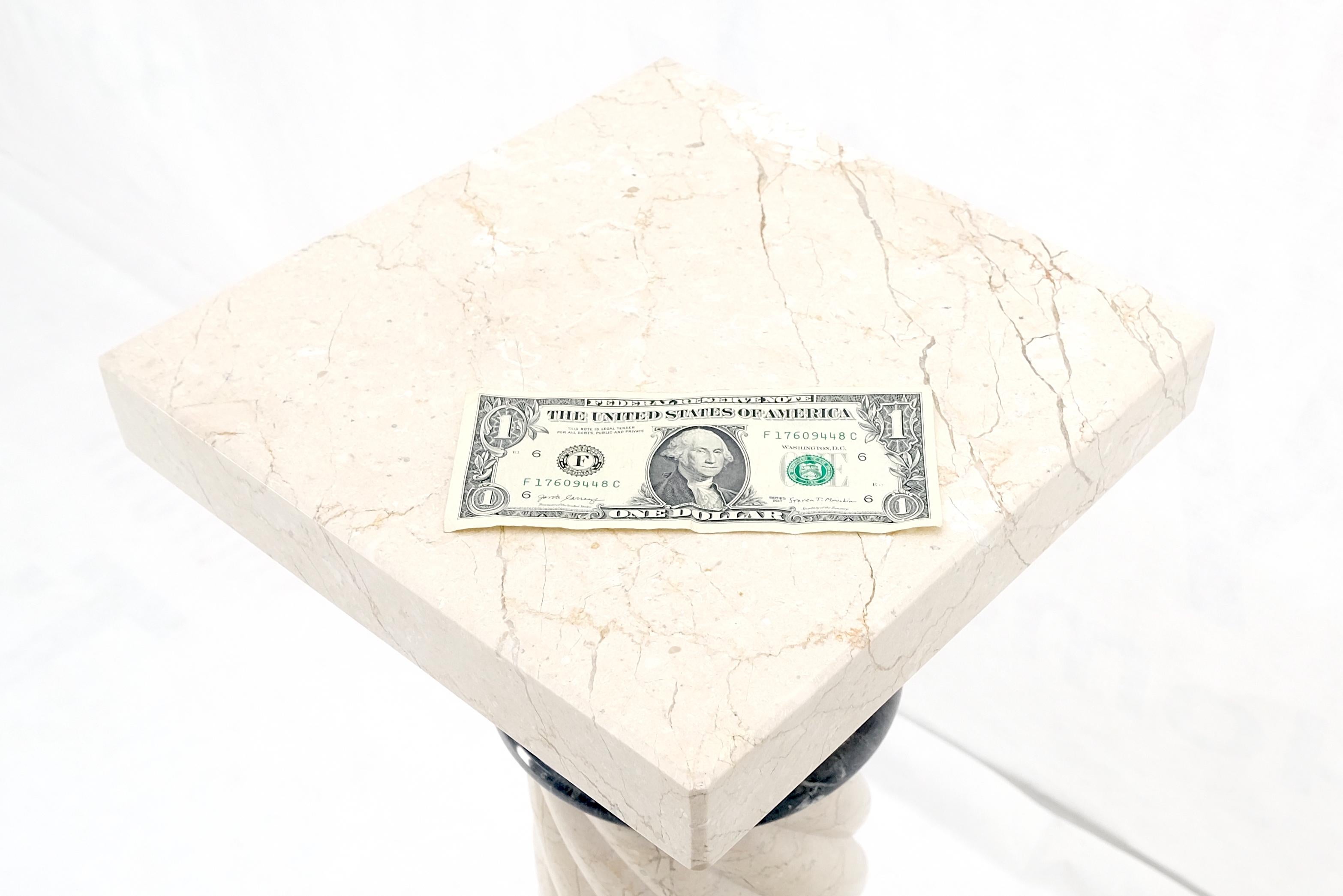 20th Century Carved Twisted Rope Style Square Base Massive Marble Pedestal Stand MINT!