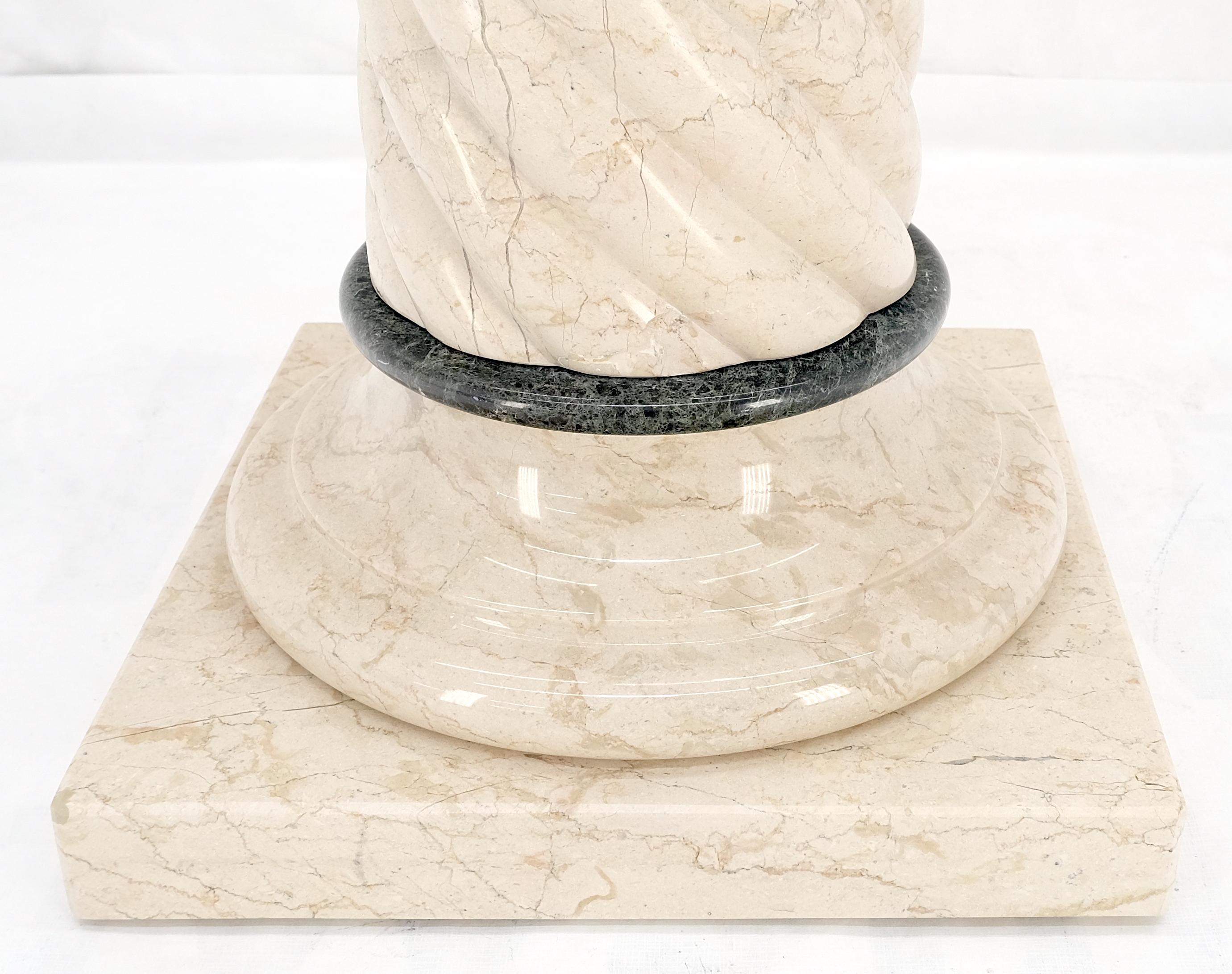Carved Twisted Rope Style Square Base Massive Marble Pedestal Stand MINT! 1