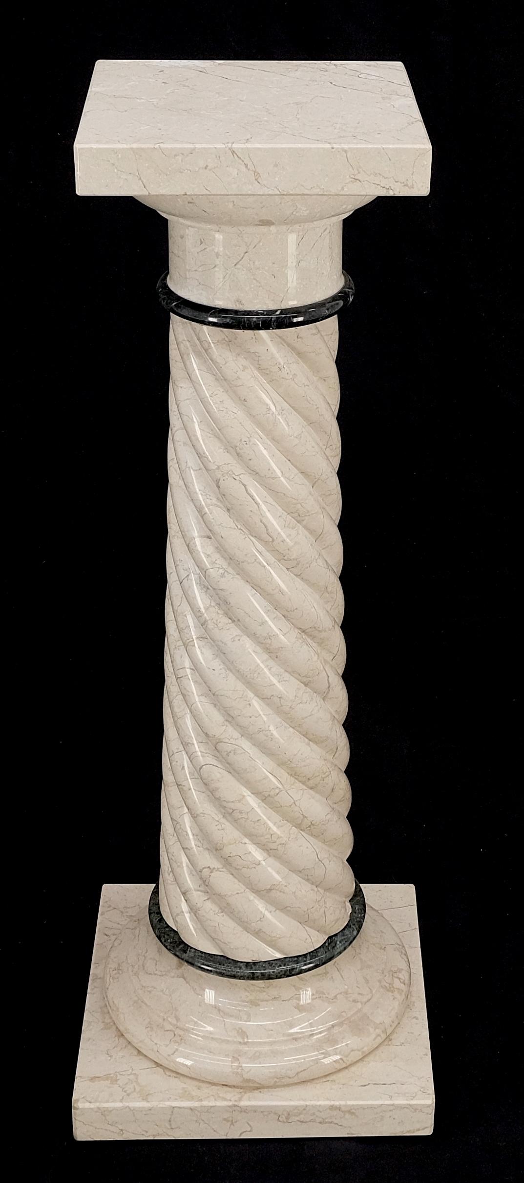 Carved Twisted Rope Style Square Base Massive Marble Pedestal Stand MINT! 3
