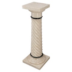 Carved Twisted Rope Style Square Base Massive Marble Pedestal Stand MINT!