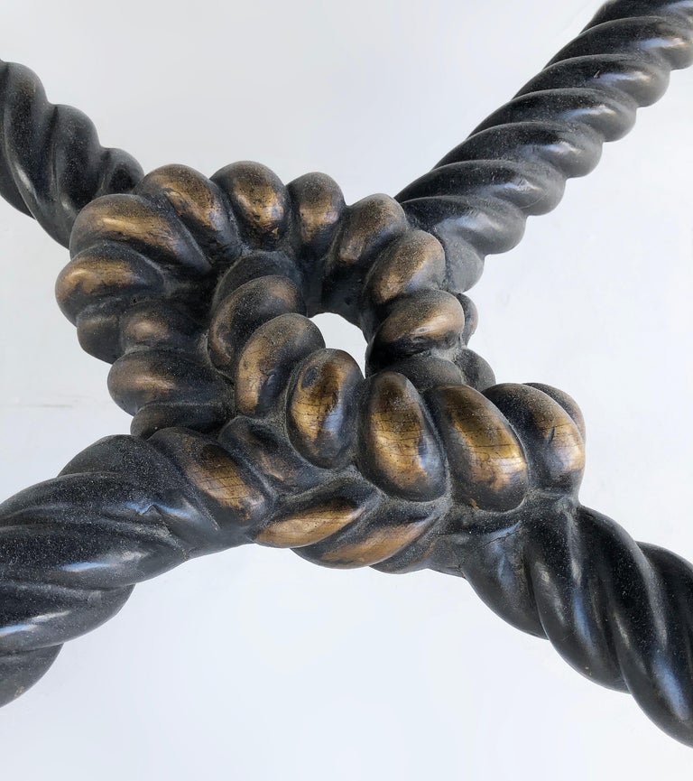 Carved Twisted Rope Upholstered Tufted Ottoman with Ultrasuede For Sale ...