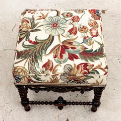 Carved Upholstered Gothic Stool