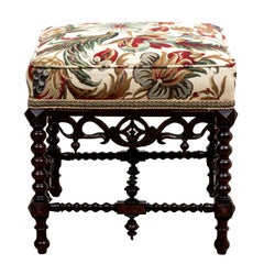 Carved Upholstered Gothic Stool