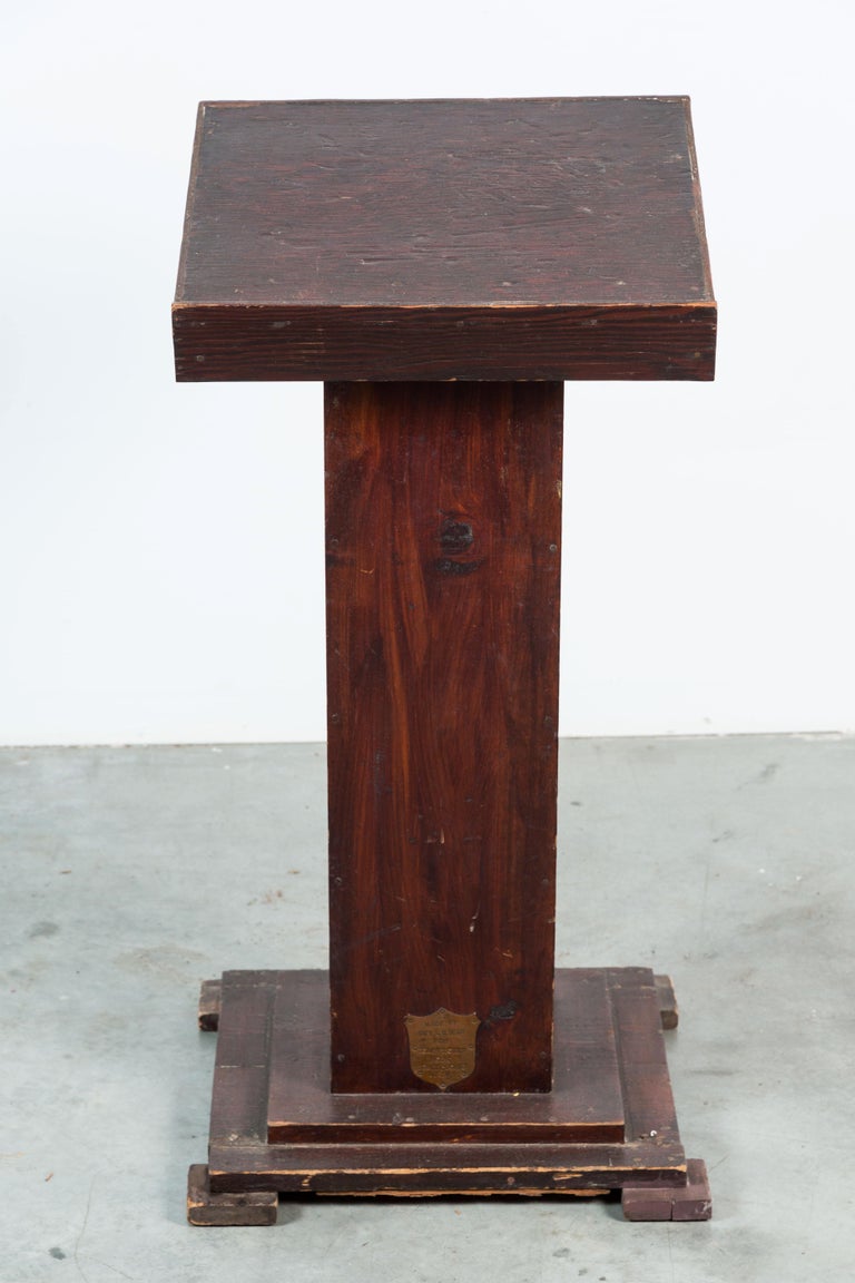 Carved USWV Lodge Pedestal Podiums Folk Art American Flag and Clasped