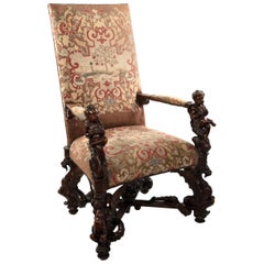 Carved Venetian Gros Point Tapestry Armchair, circa 1885