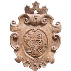 Carved Verona Rosa Marble Coat of Arms Plaque from Italy