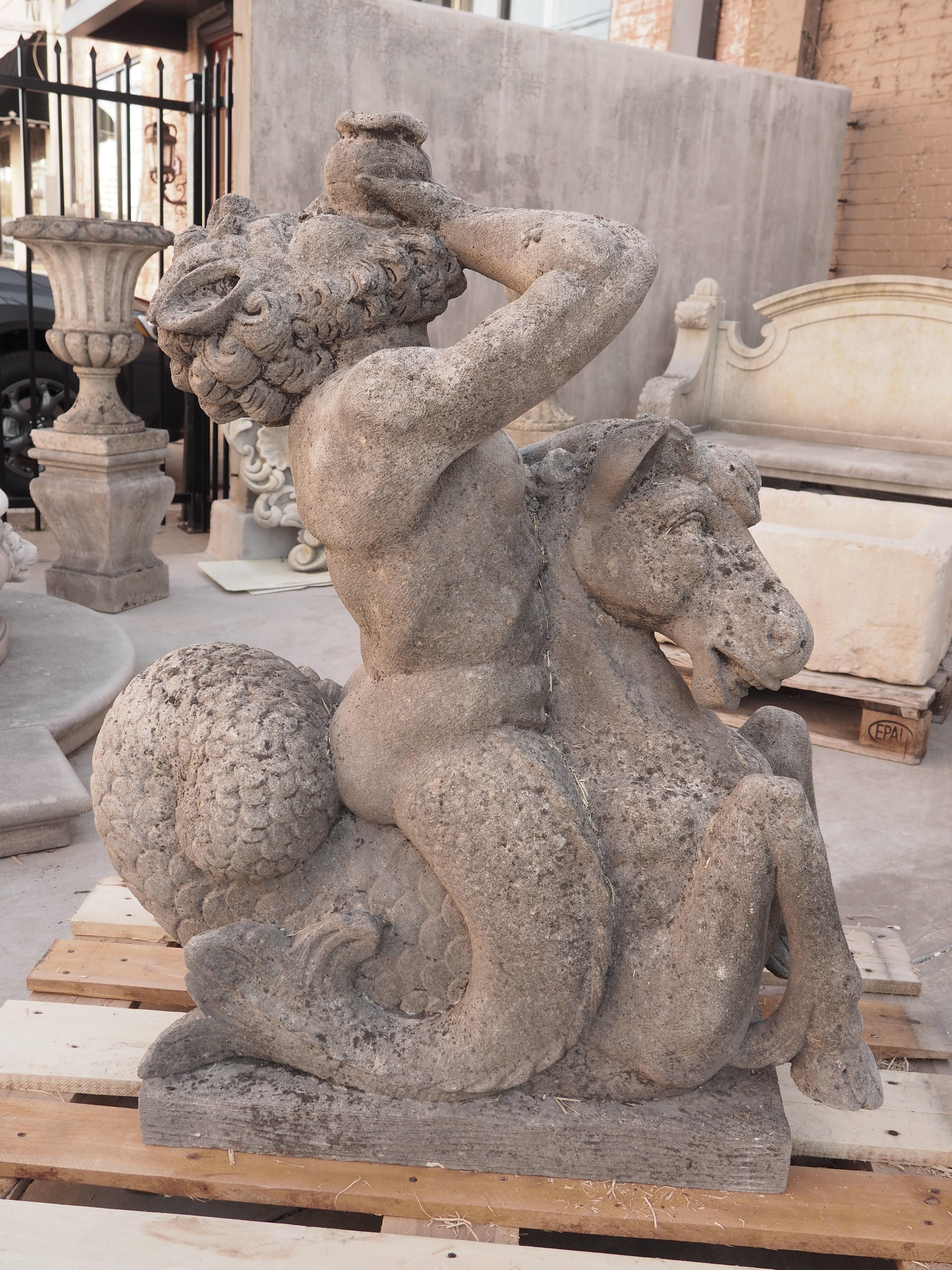 Carved Vicenza Triton Sea Centaur Sculpture or Fountain Element from Italy 5