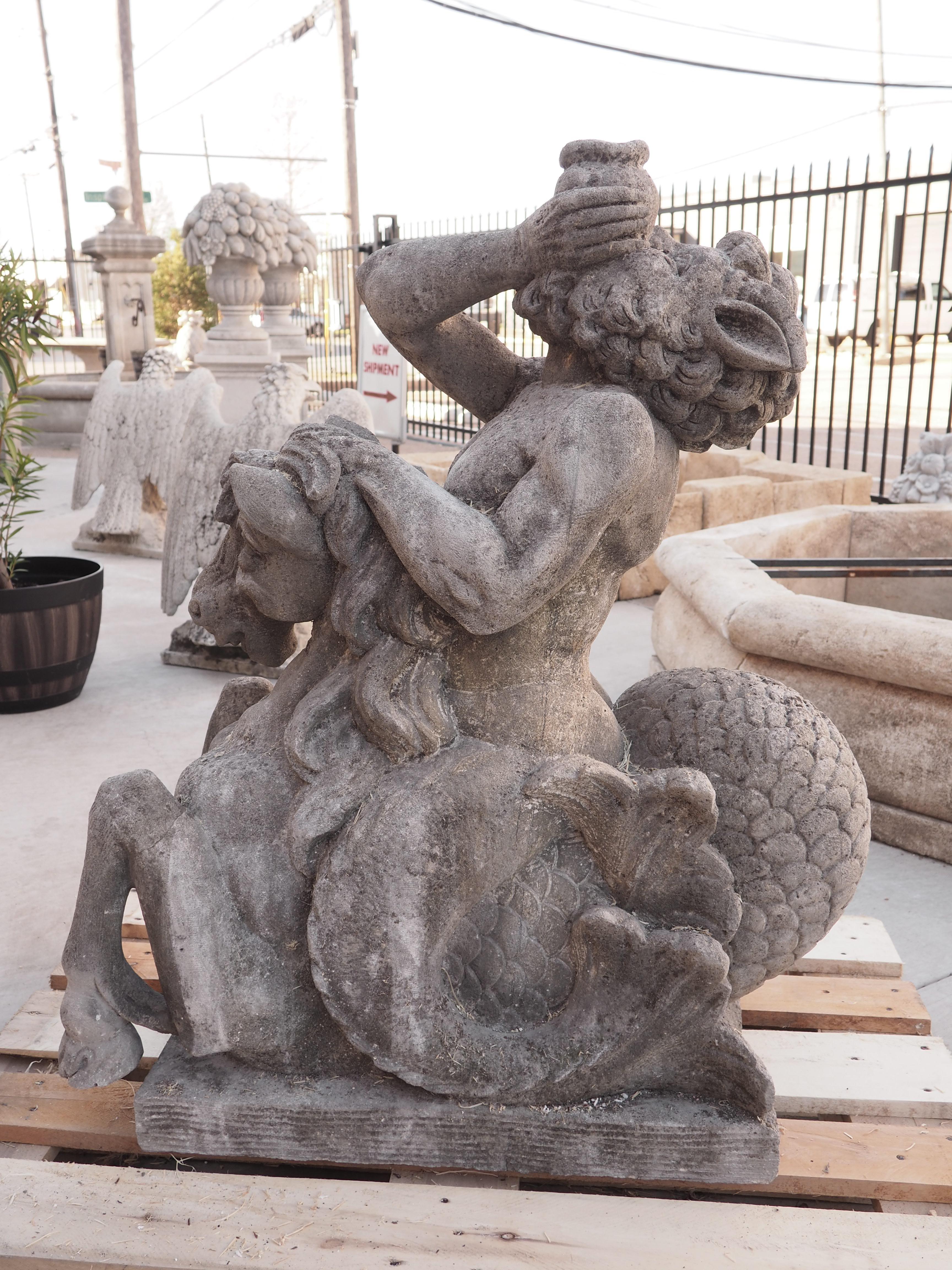 Contemporary Carved Vicenza Triton Sea Centaur Sculpture or Fountain Element from Italy