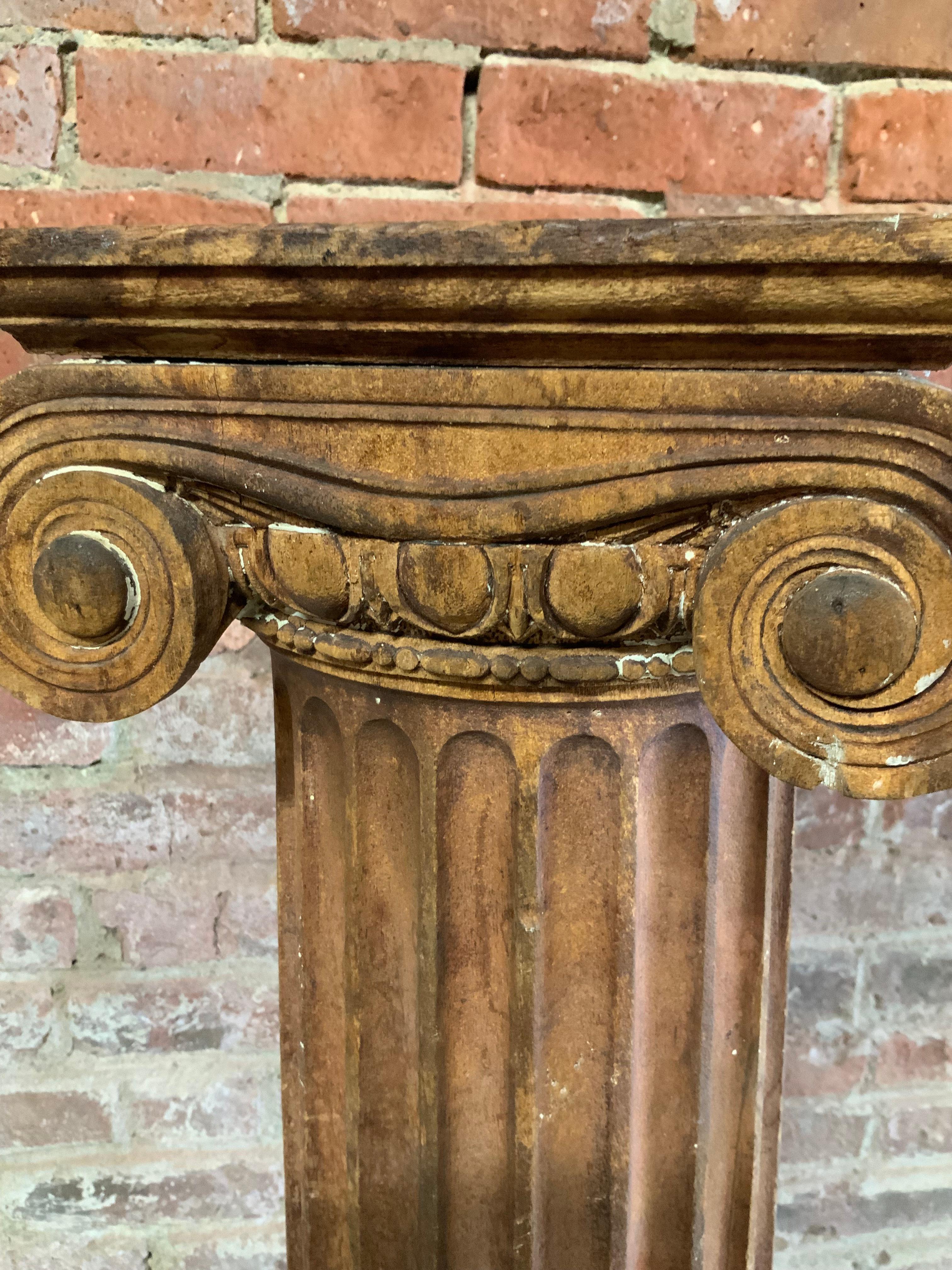 American Carved Victorian Era Wood Fluted Ionic Column