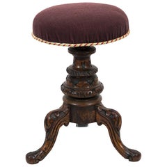 Carved Victorian Revolving Piano Stool