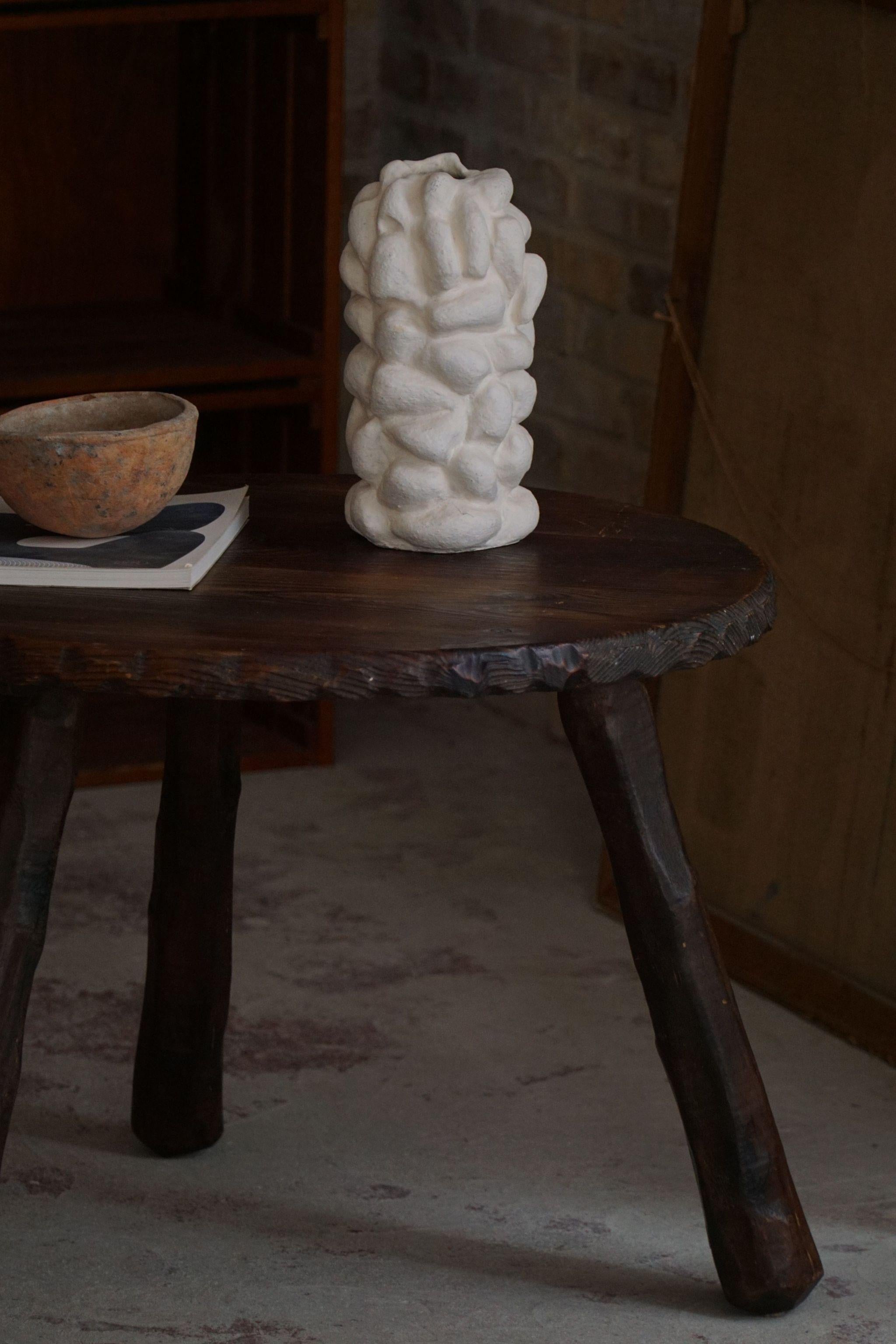 Carved Wabi Sabi Side / Coffee table in Pine, Swedish Mid Century Modern, 1960s For Sale 3