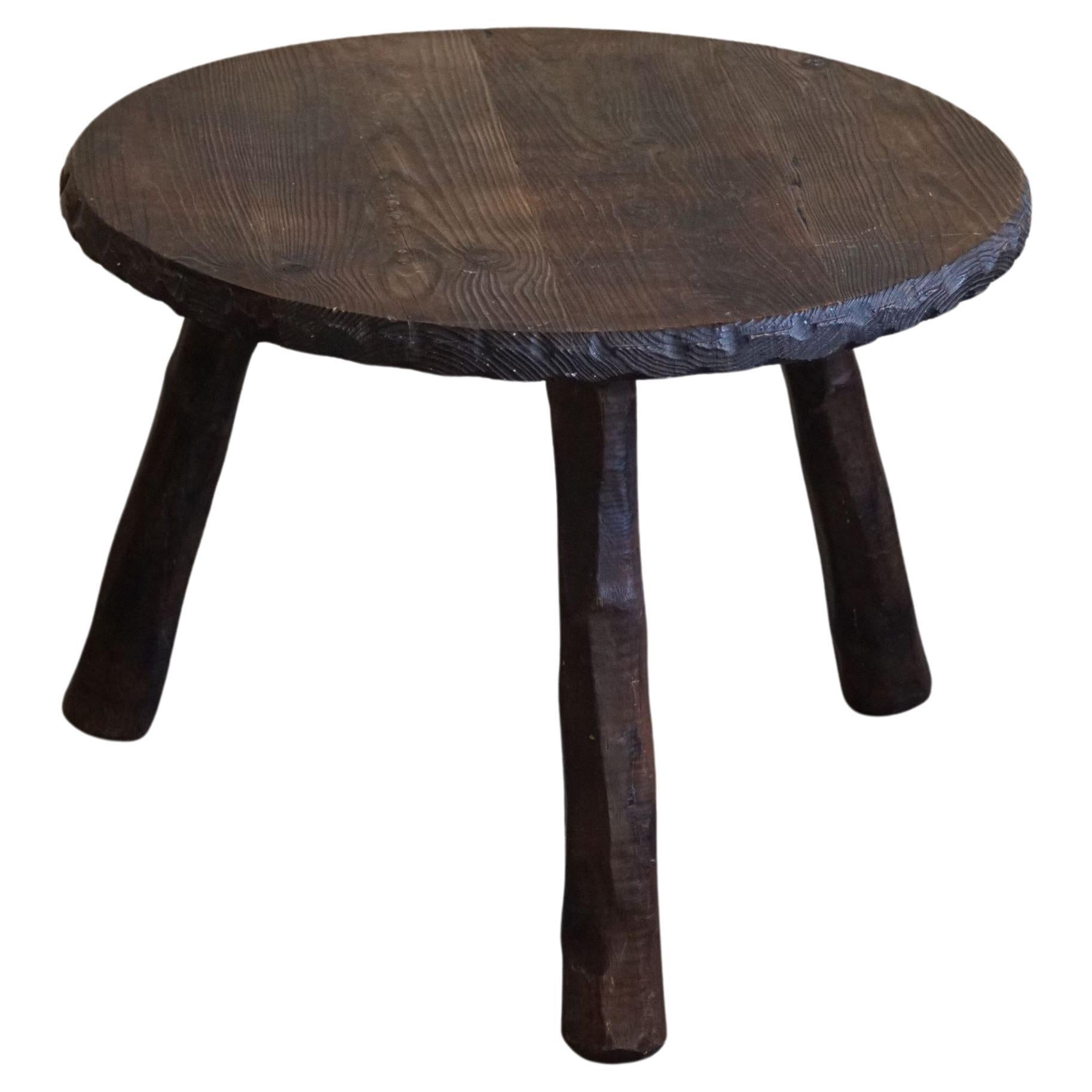 Carved Wabi Sabi Side / Coffee table in Pine, Swedish Mid Century Modern, 1960s For Sale