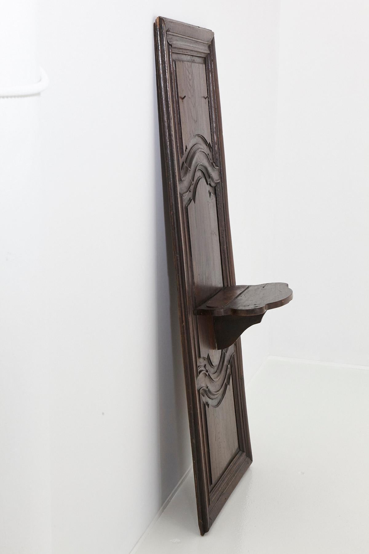 French Carved Wall Panel with Integrated Shelf Bracket, 19th Century For Sale