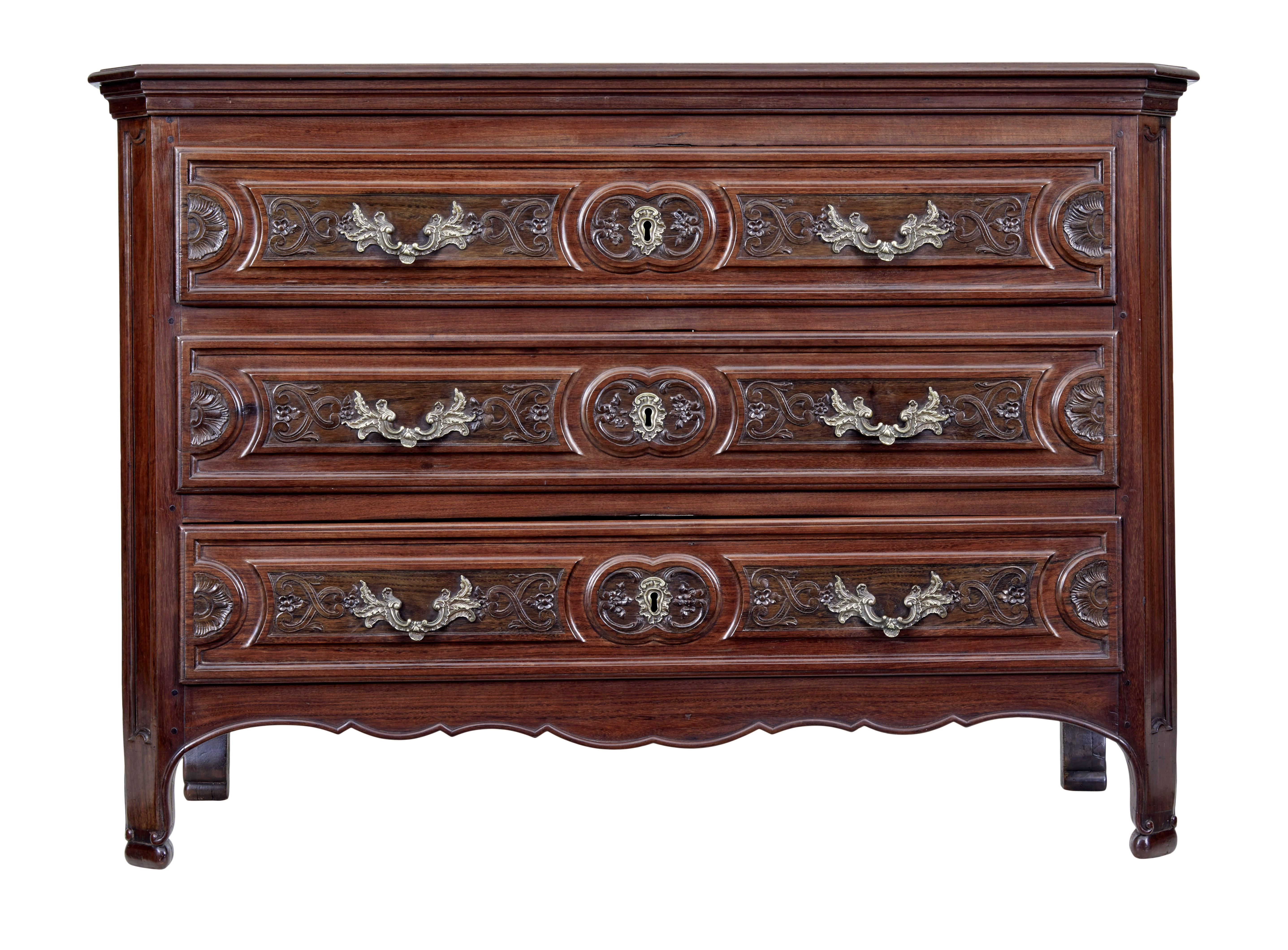 Commodes Example Carved walnut 19th century French provincial commode For Sale at 1stDibs