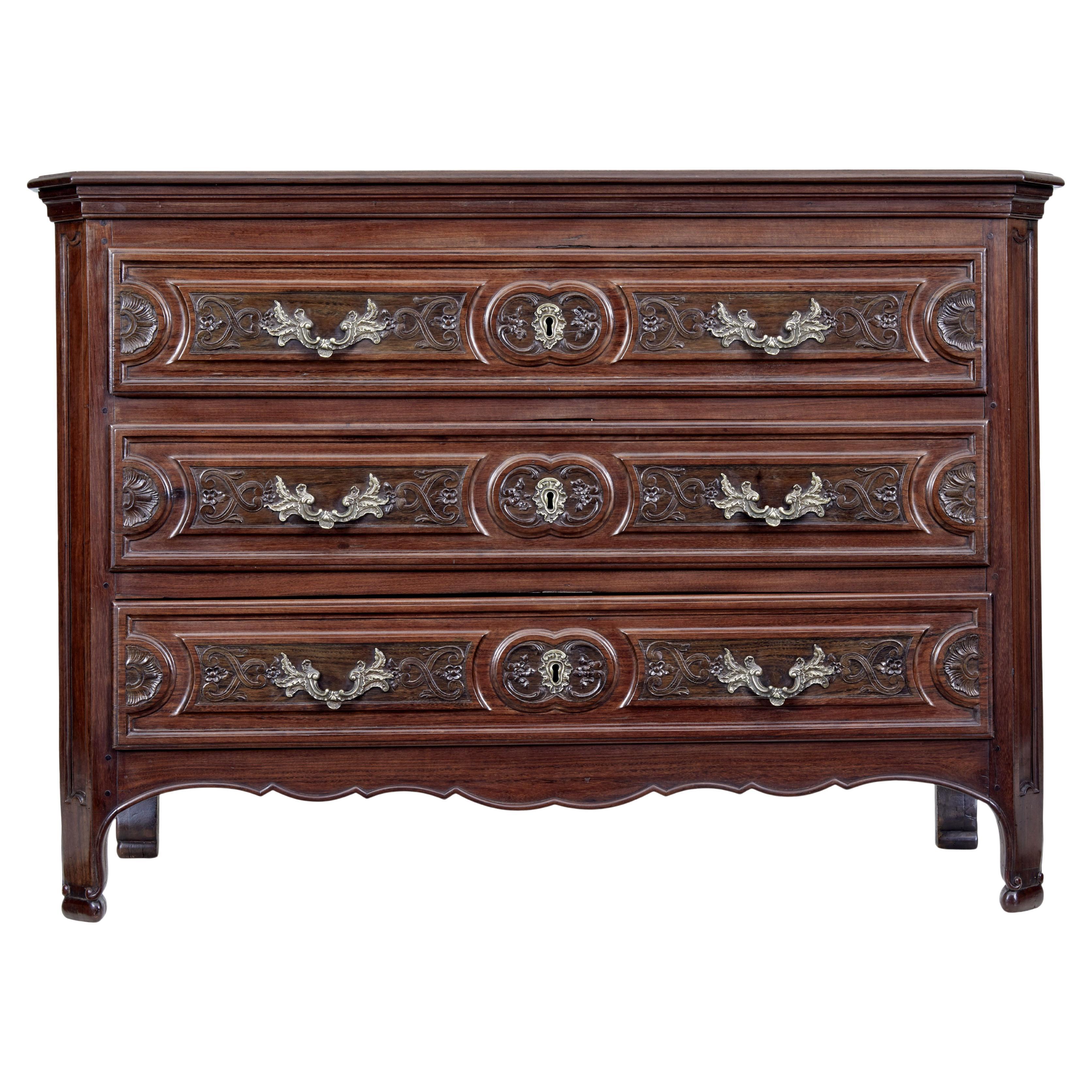 Carved Walnut 19th Century French Provincial Commode For Sale