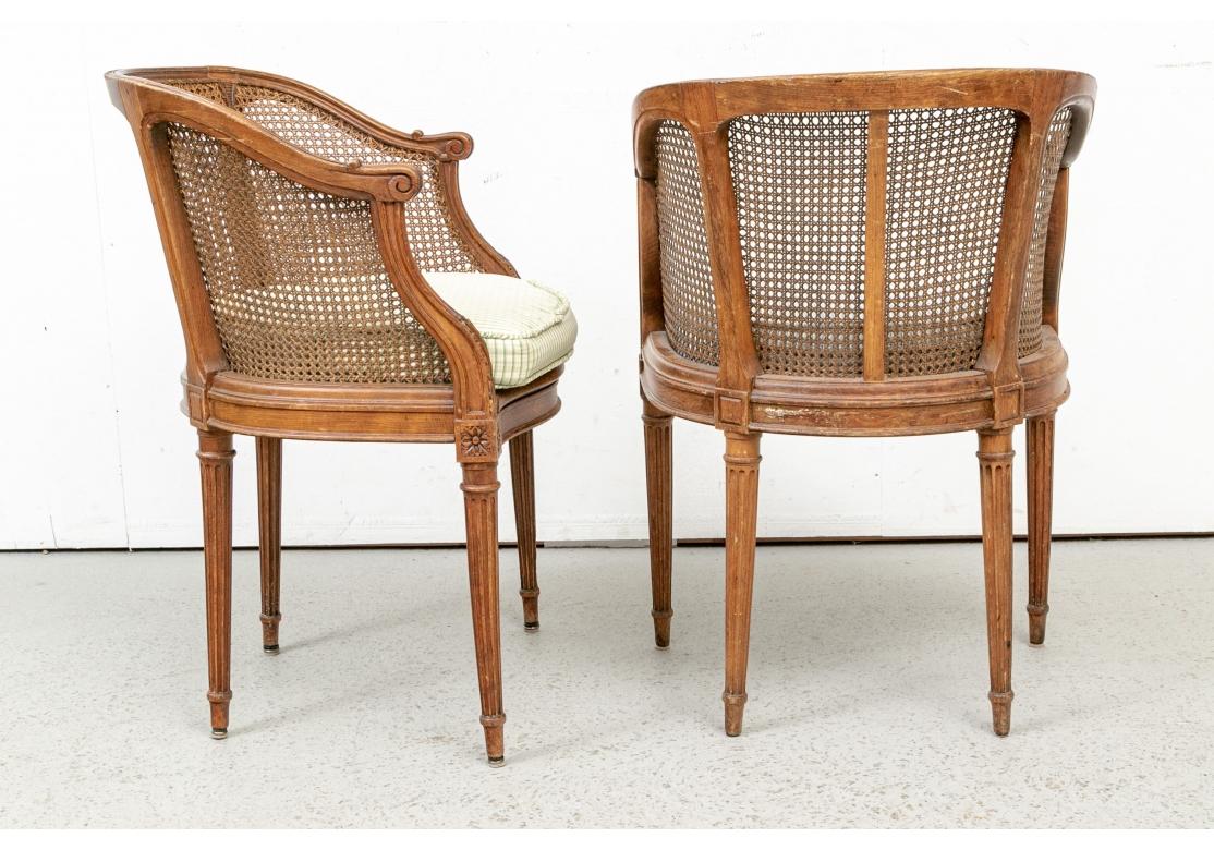 Carved Walnut and Caned French Tub Chairs Tardif Paris, Cabinetmaker 2