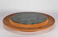 Abgestuftes Tablett aus Nussbaum und grünem Marmor, amerikanisches Studio Craftsman