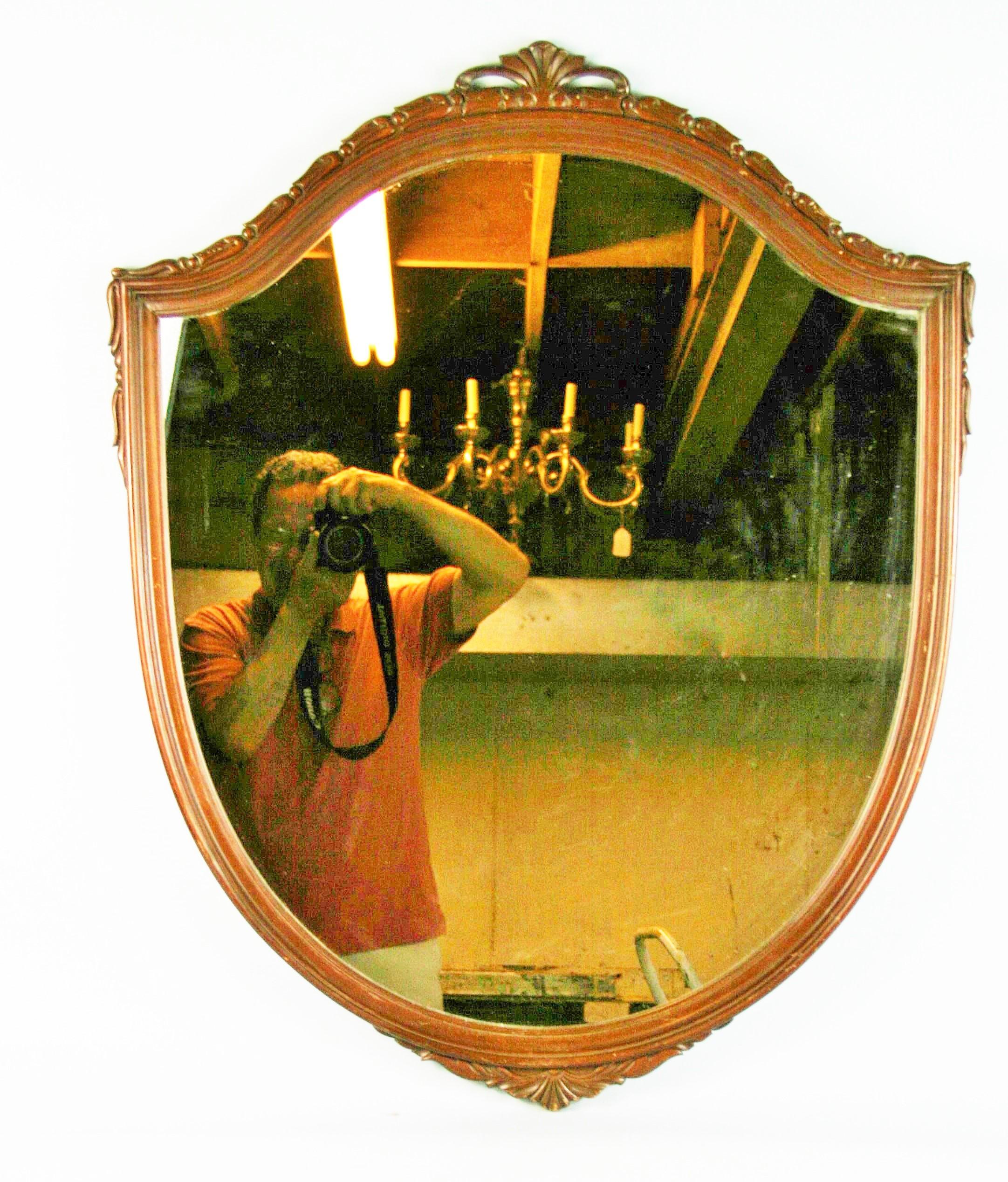 3-623, carved walnut arch top mirror.
