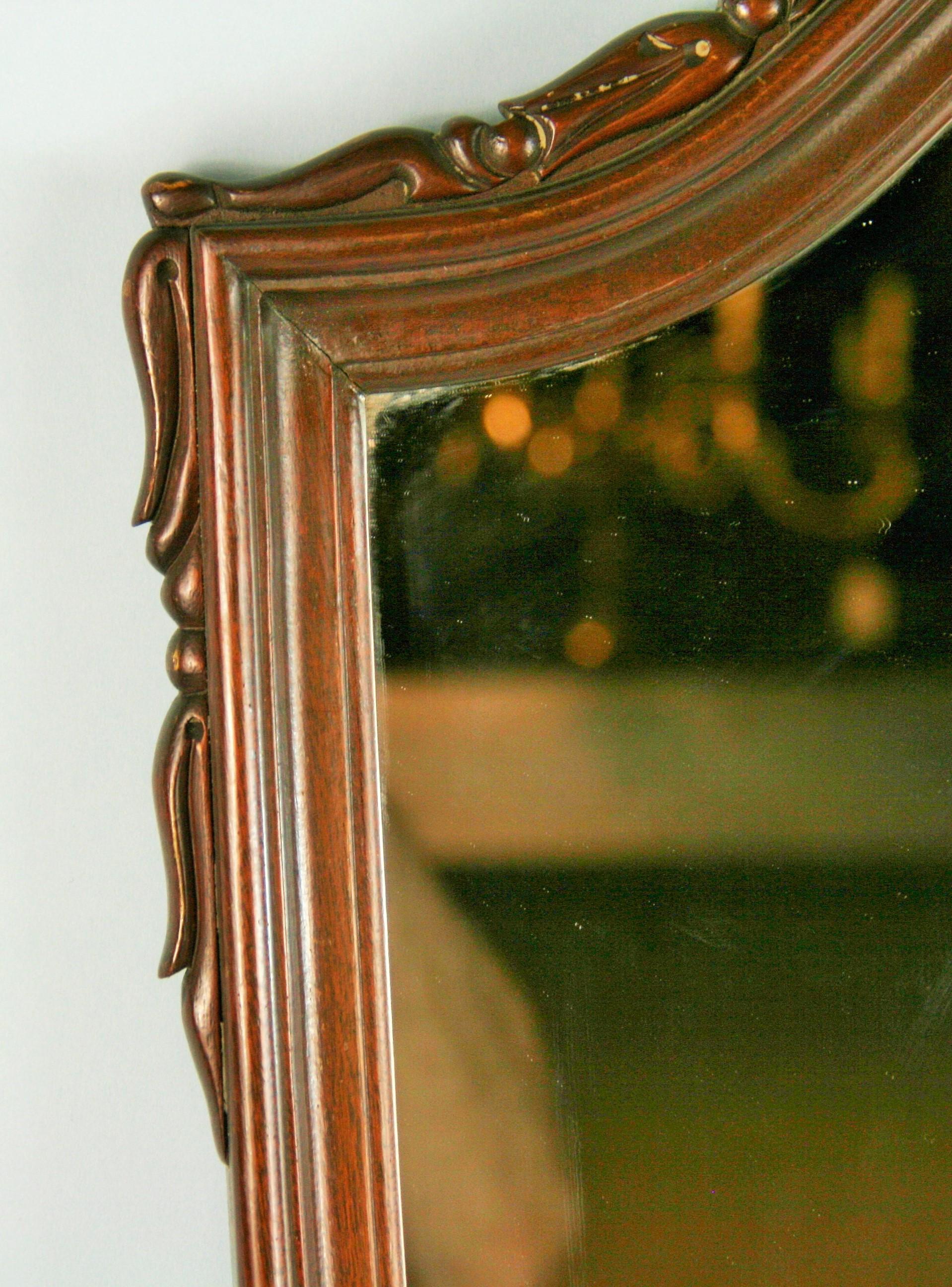 Carved Walnut Arch Top Mirror For Sale 1