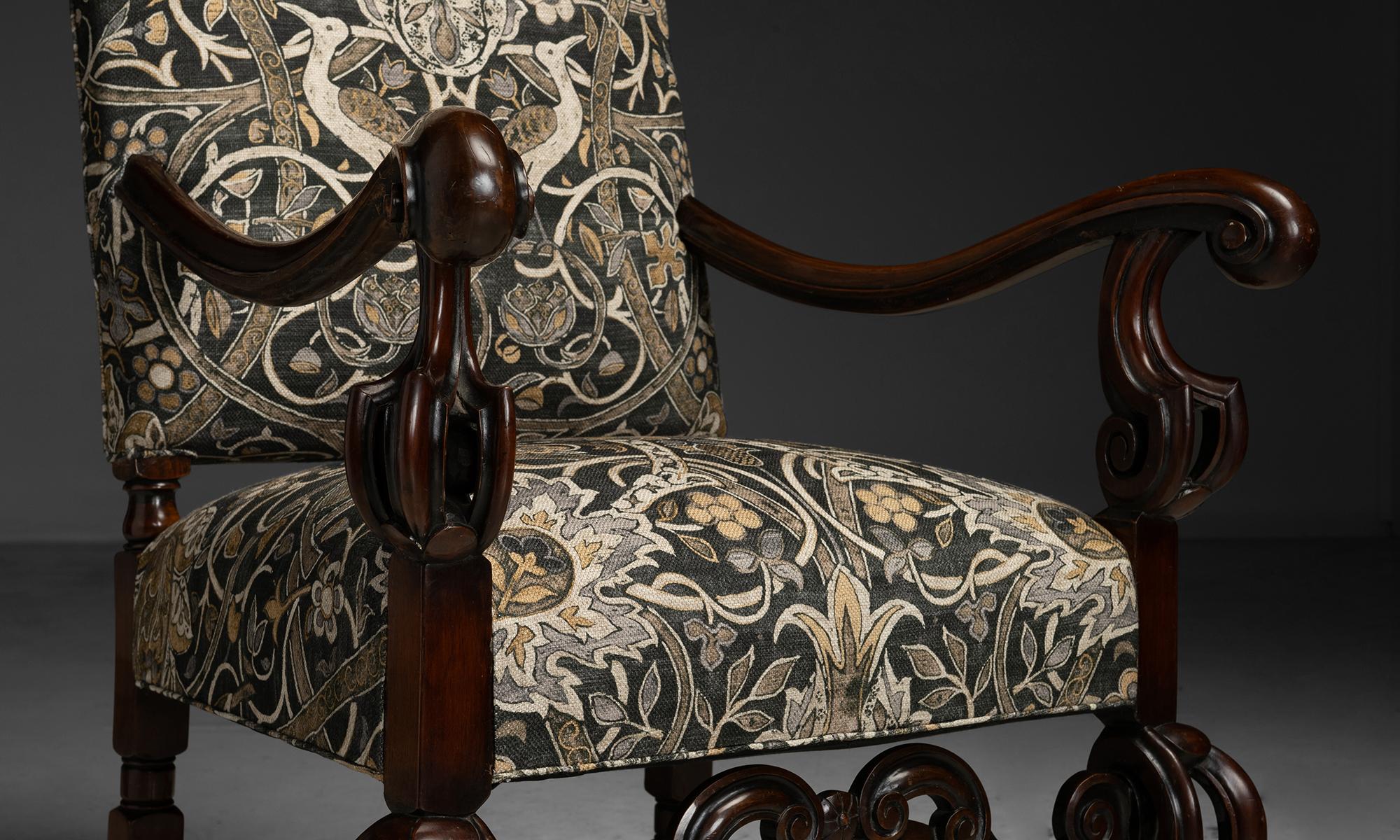 English Carved Walnut Armchair, England circa 1890
