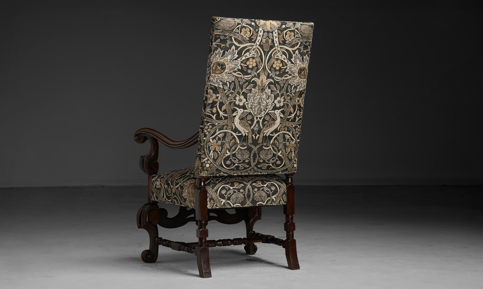 Late 19th Century Carved Walnut Armchair, England circa 1890