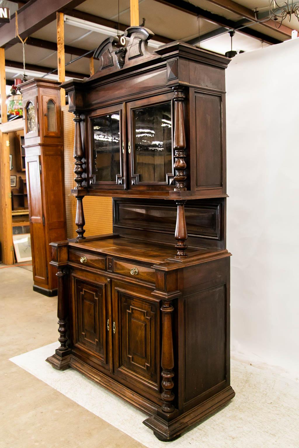 Carved Walnut Bar Cupboard For Sale 4
