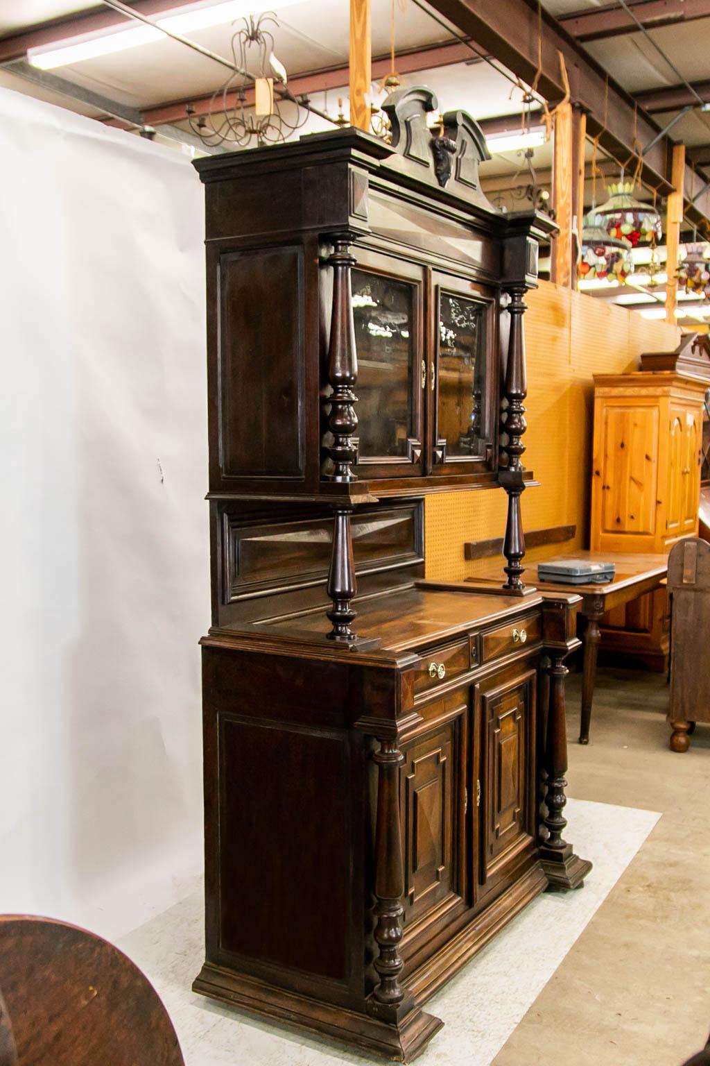 Carved Walnut Bar Cupboard For Sale 5