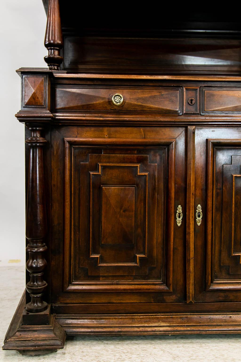 Danish Carved Walnut Bar Cupboard For Sale