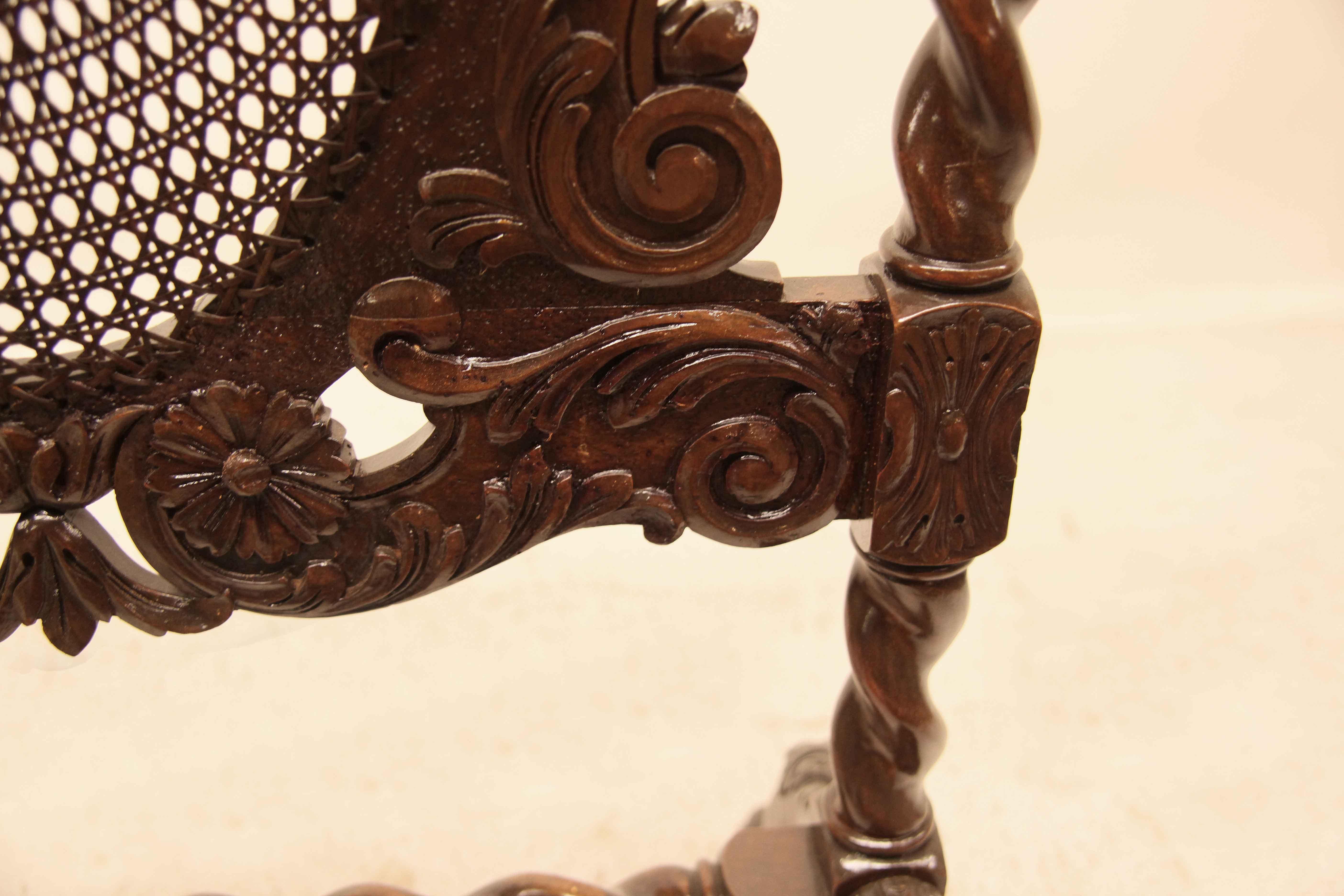 Carved Walnut Barley Twist and Cane Firescreen For Sale 3