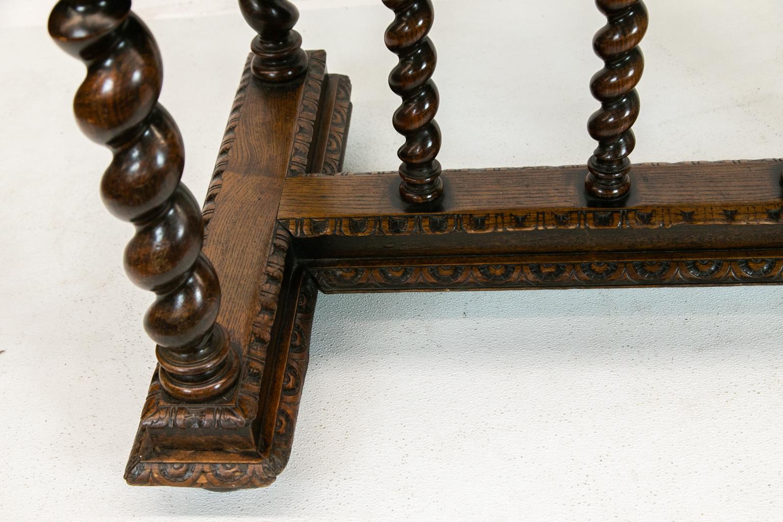19th Century Carved Walnut Barley Twist Center Table For Sale