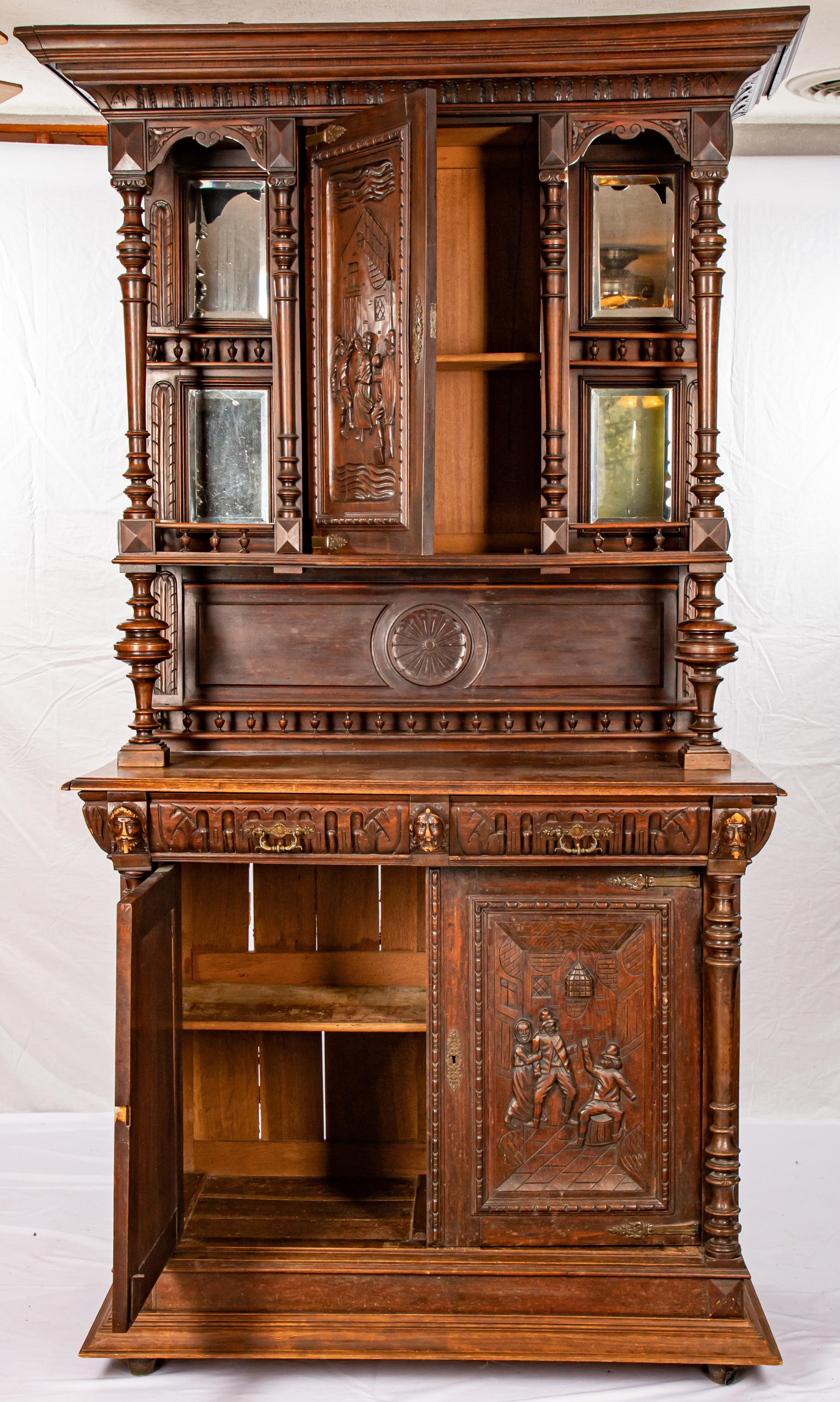 Carved Walnut Belgium Server, Mid-19th Century For Sale 4