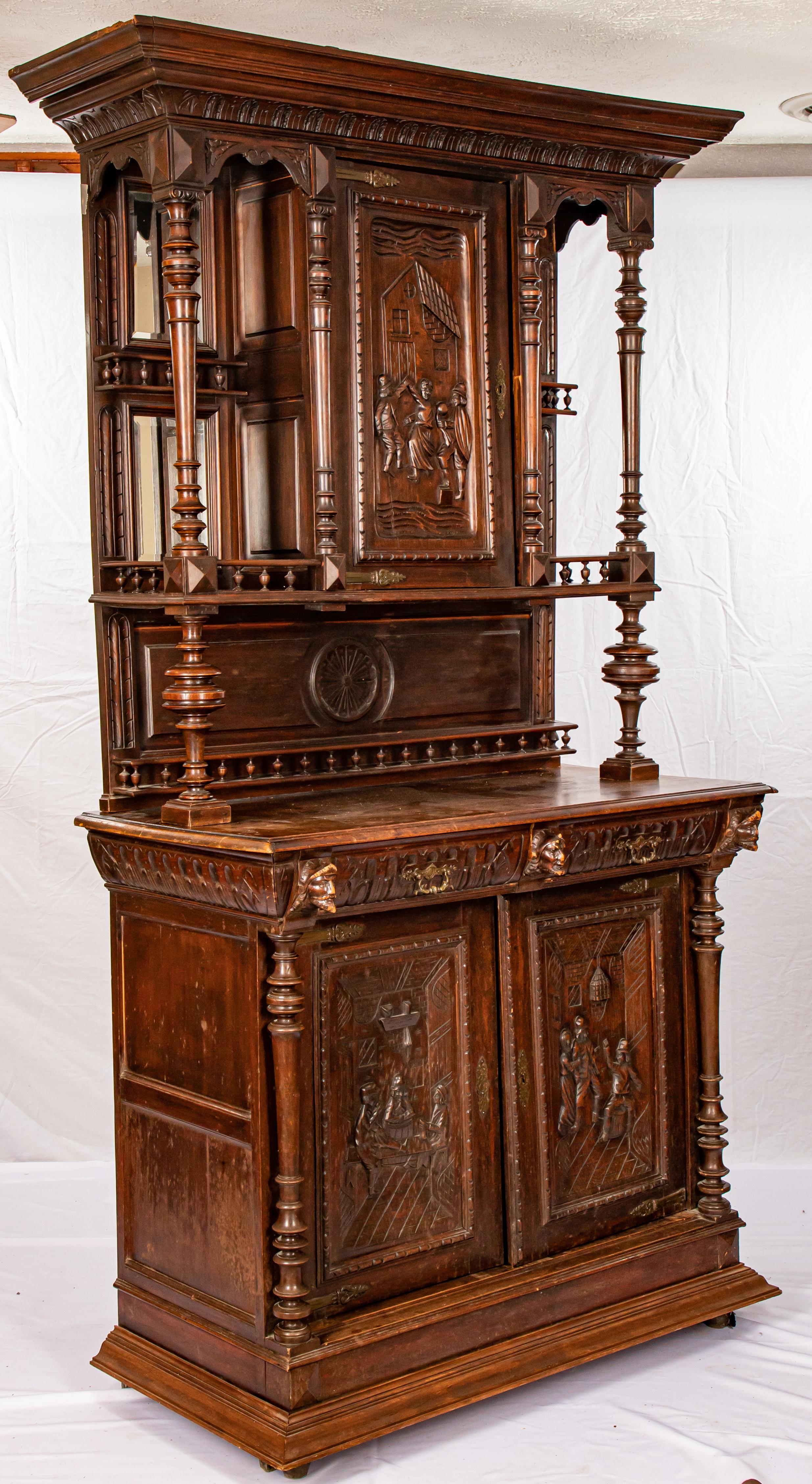 Carved Walnut Belgium Server, Mid-19th Century For Sale 5