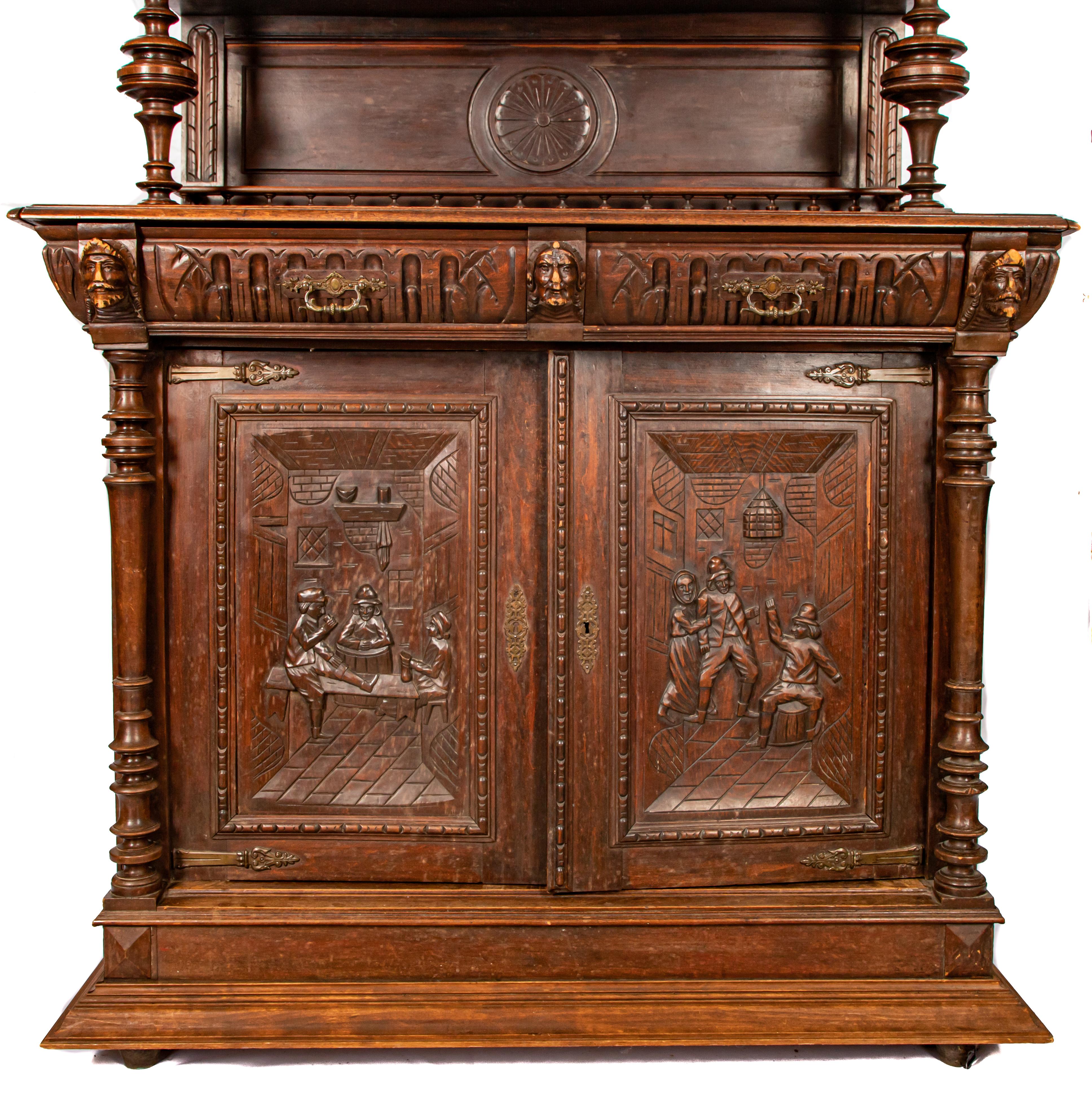 Baroque Carved Walnut Belgium Server, Mid-19th Century For Sale