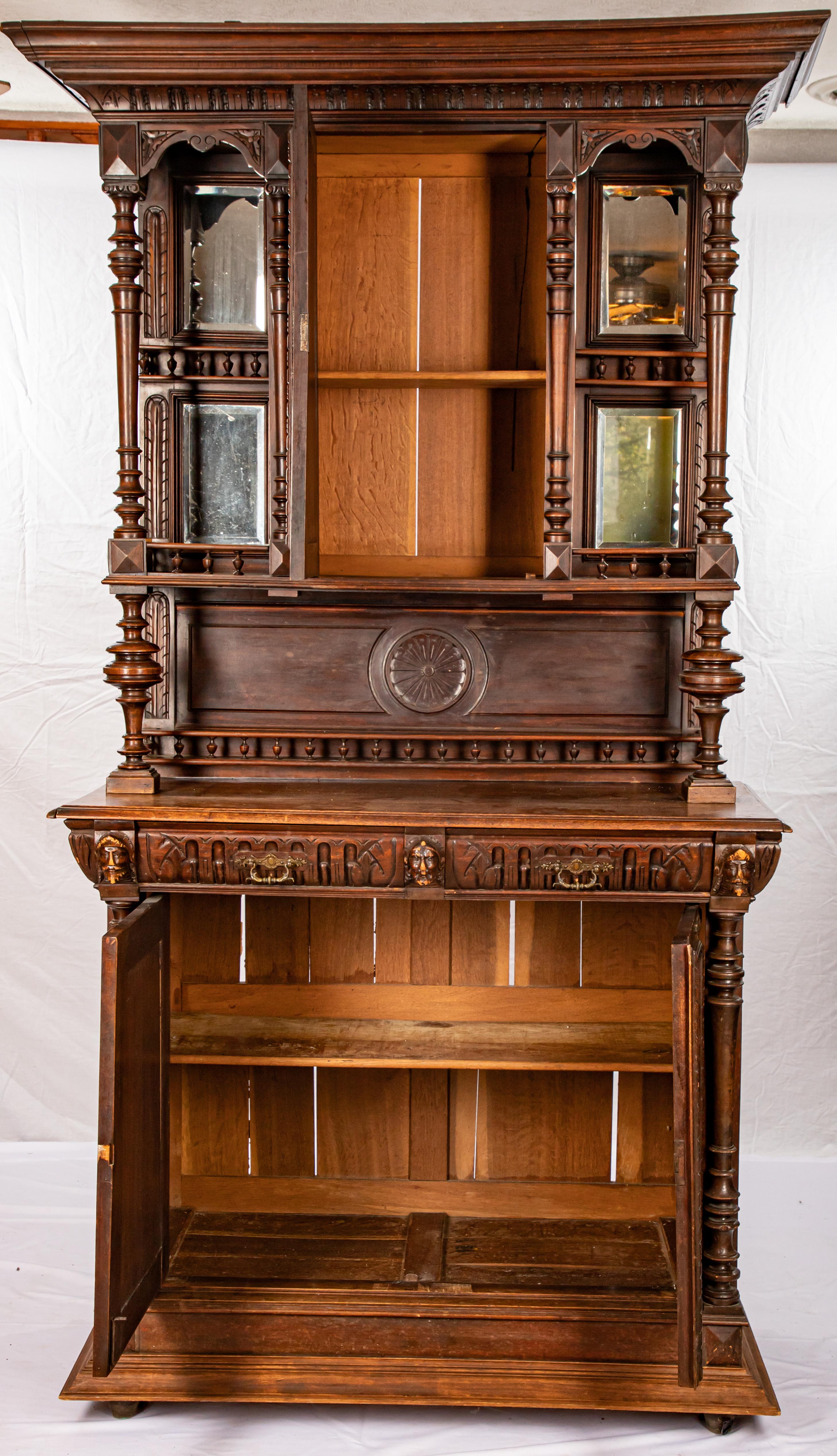 Carved Walnut Belgium Server, Mid-19th Century For Sale 3