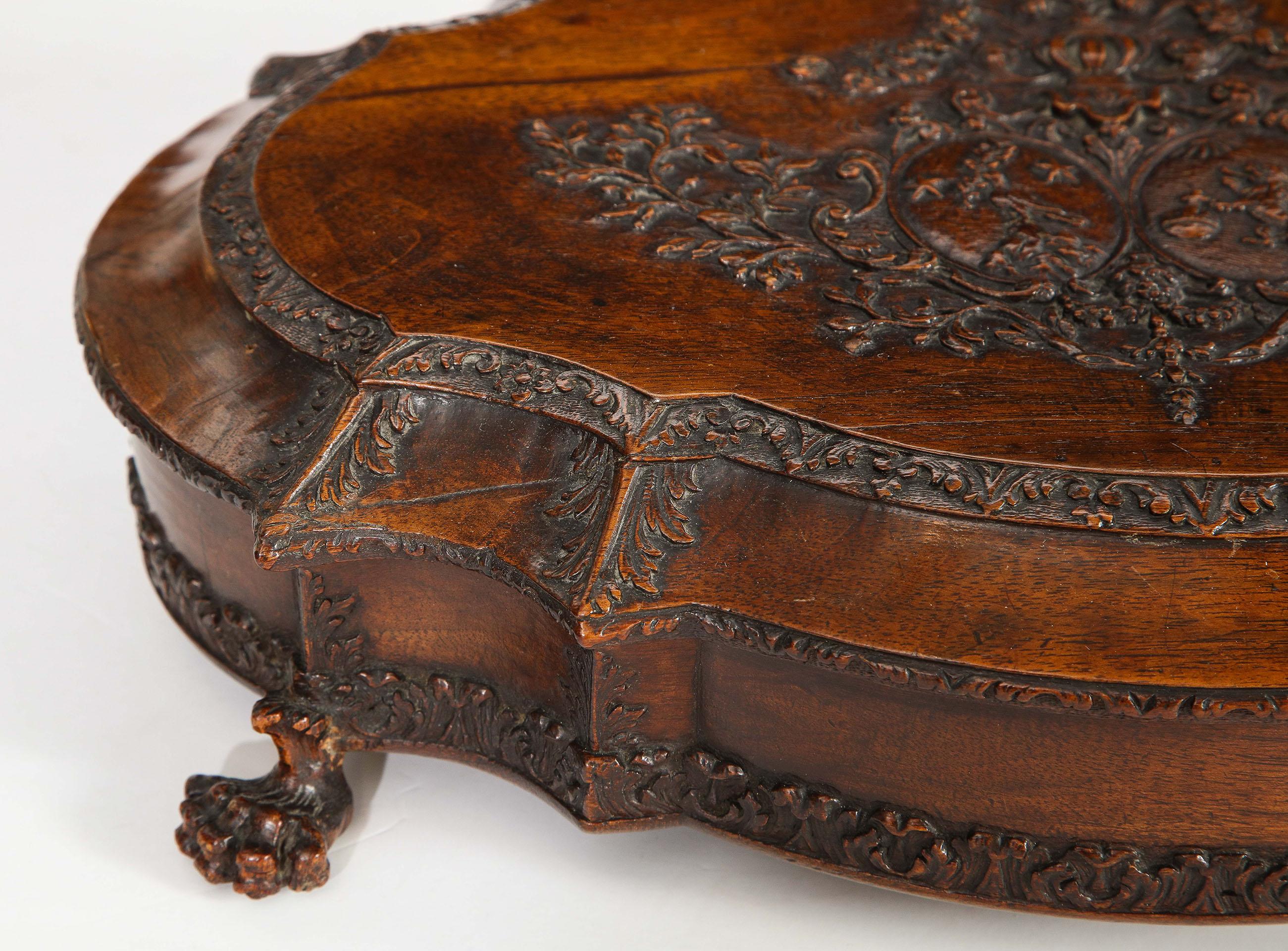 18th Century Carved Walnut Box For Sale 6