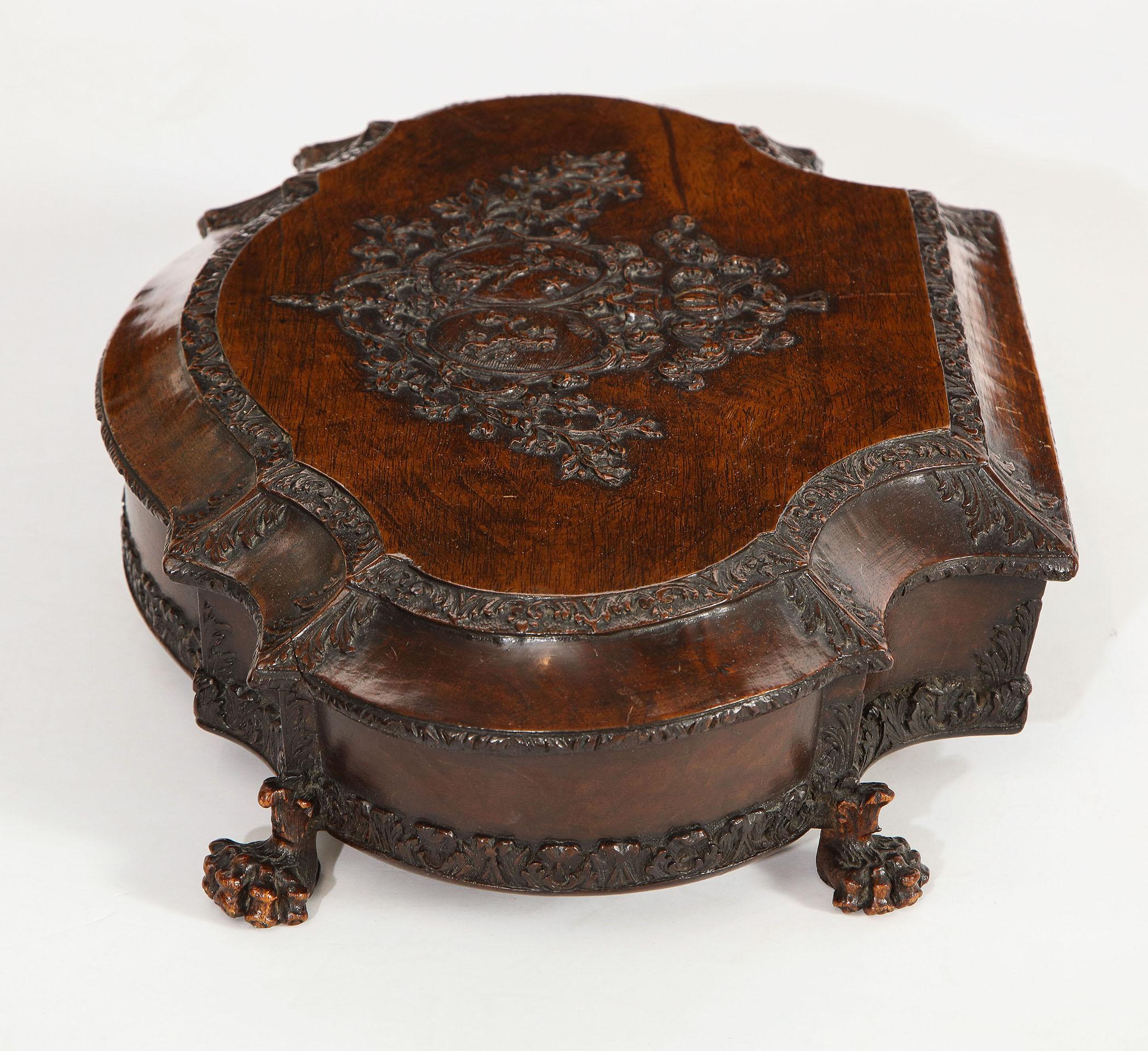 18th Century and Earlier 18th Century Carved Walnut Box For Sale