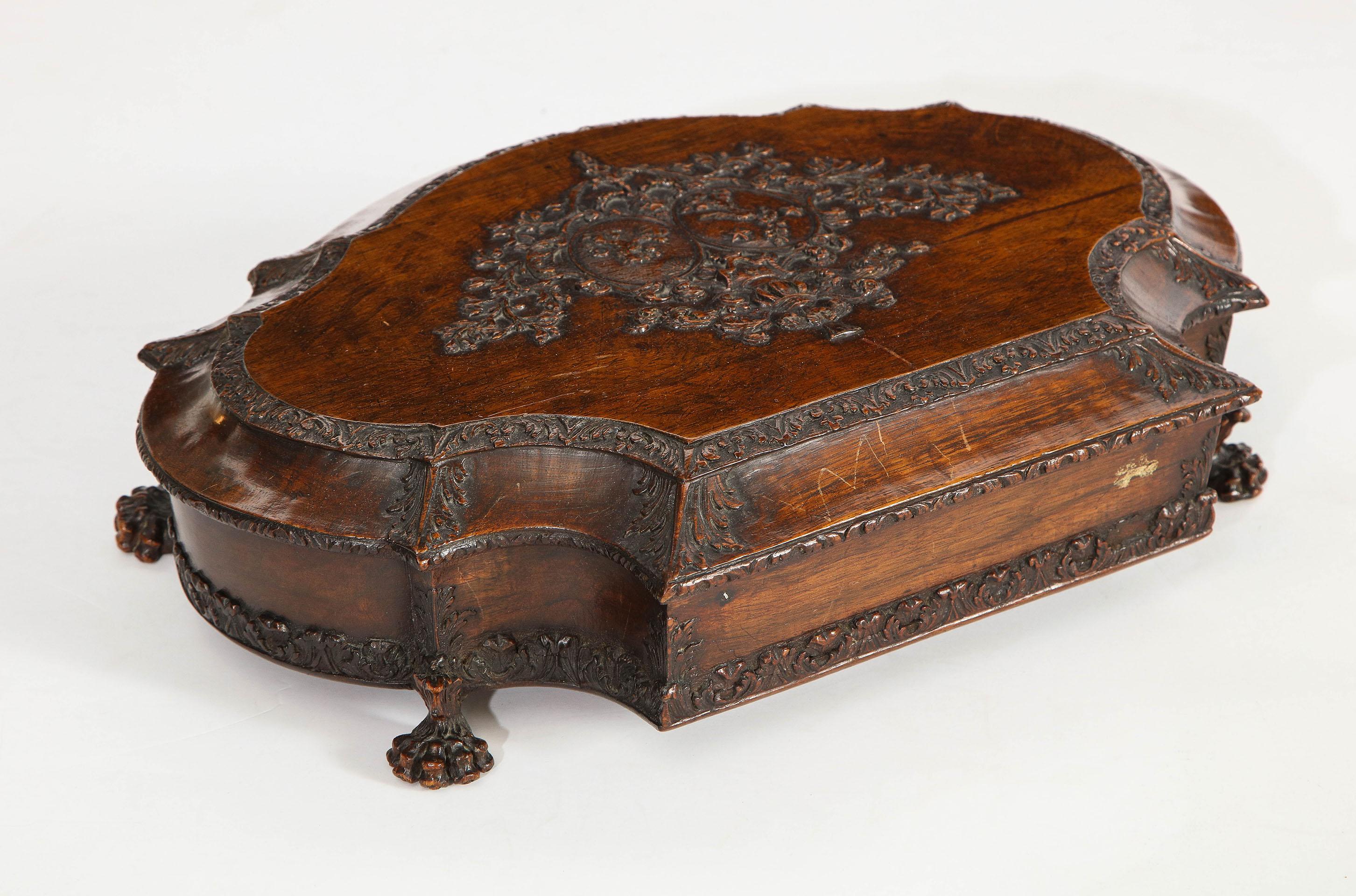18th Century Carved Walnut Box For Sale 1