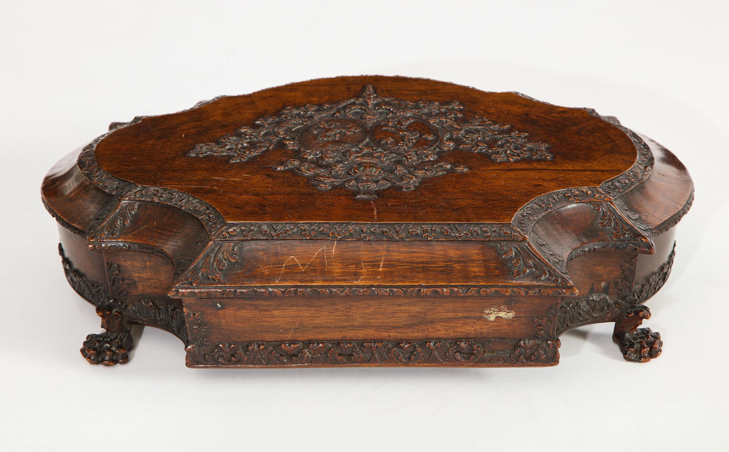 18th Century Carved Walnut Box For Sale 2