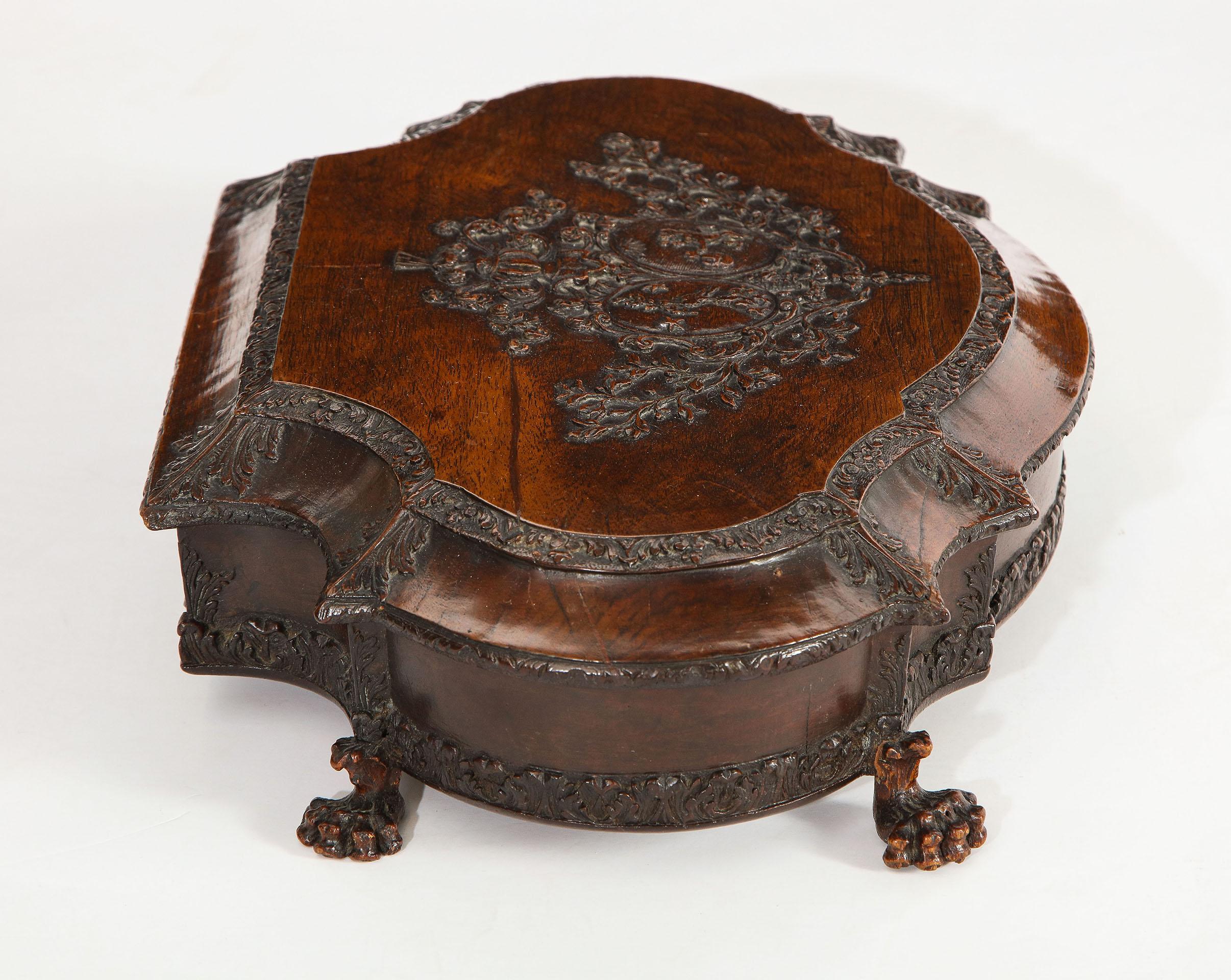 18th Century Carved Walnut Box For Sale 3